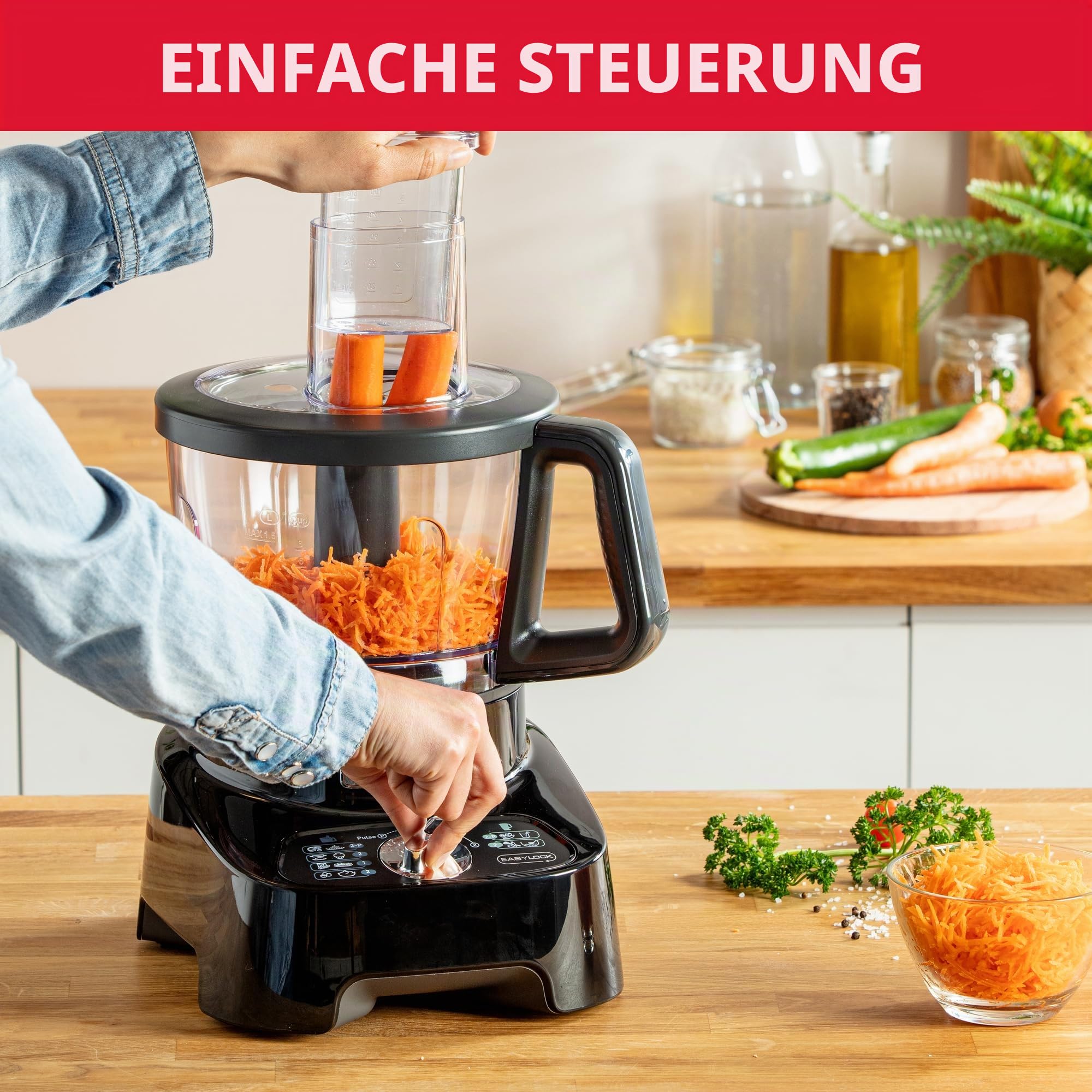 Moulinex Multifunktions-Küchenmaschine, 1000 W, 28 Funktionen, Mixer 3 l, Mixer 2 l, Zerkleinerer, Scheiben zum Reiben und Zerkleinern, Titan-Edelstahlklingen, Küchenmaschine, DoubleForce FP821811