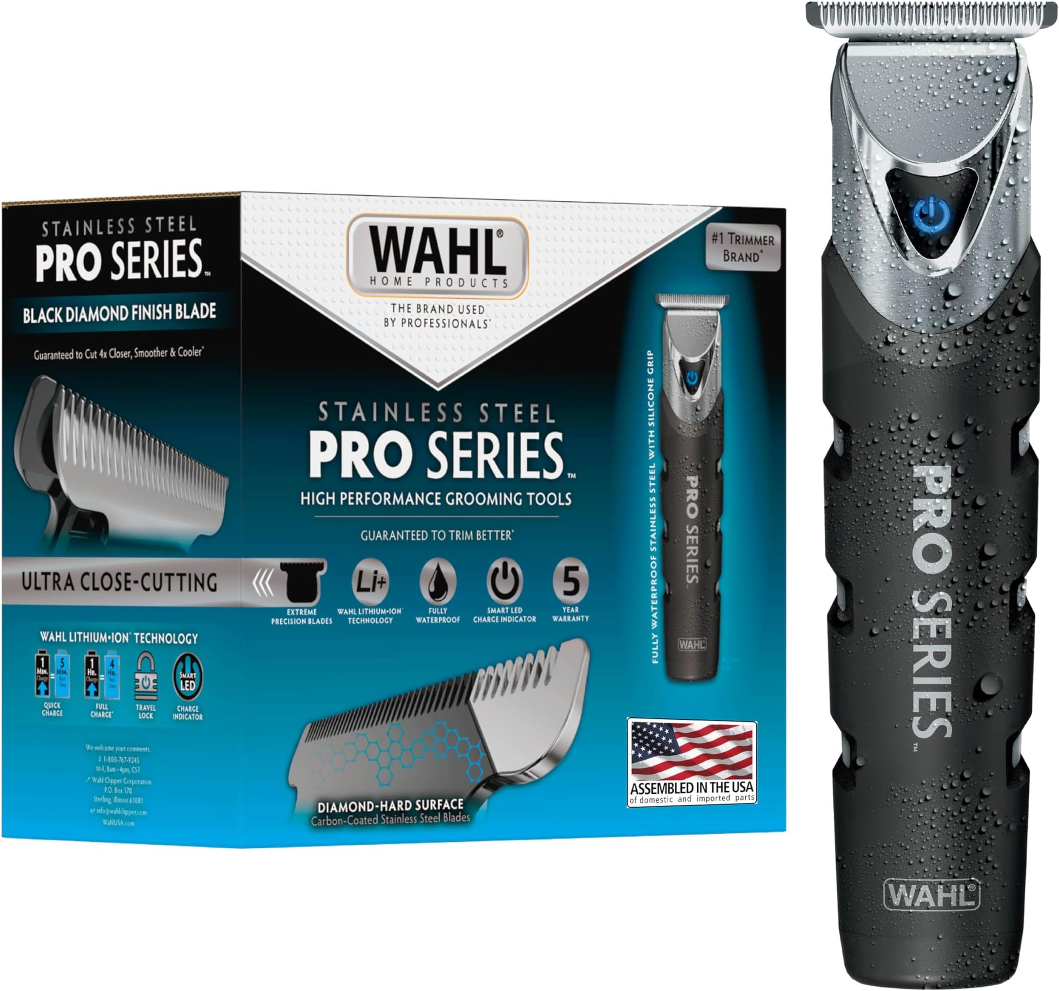 Wahl Pro Series Forever Blade Stainless Steel Cordless Rechargeable Beard Tri...