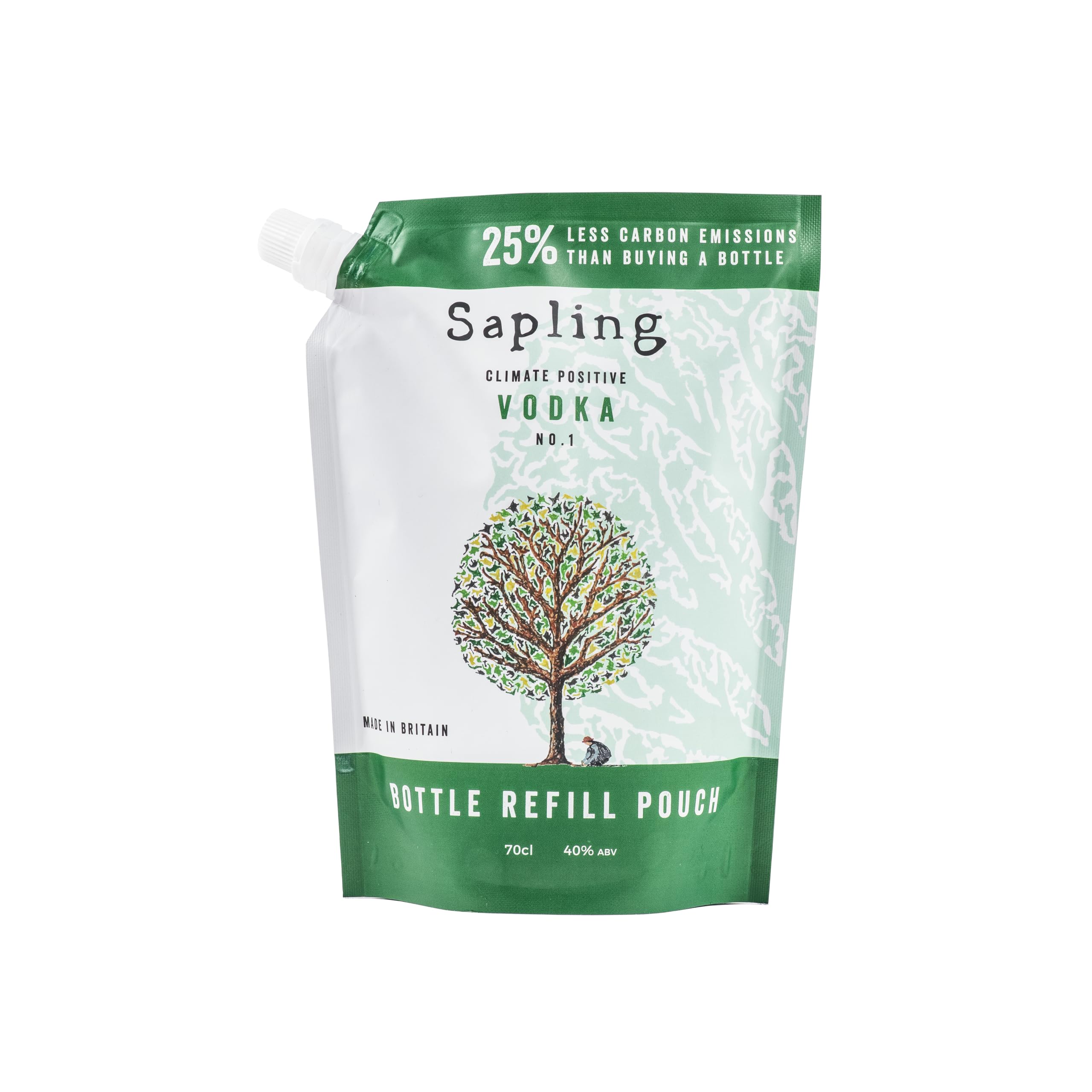 Sapling Vodka 70cl Refill Pouch (ABV 40% Alcohol) – Premium Vodka | British Small Batch Production | 4 X Distilled Sustainably – A Sapling Tree is Planted for Every Bottle Sold (Standard)