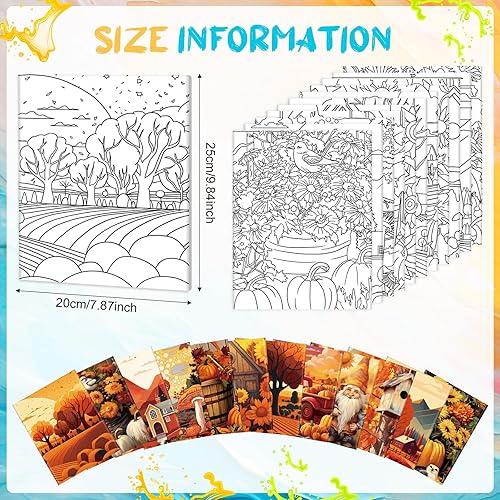 Miniatura 2 de Qeeenar Paquete de 12 suministros de pintura en lienzo prepintados que incluyen lienzos preimpresos, cubos para bolígrafos, pinceles, paletas,