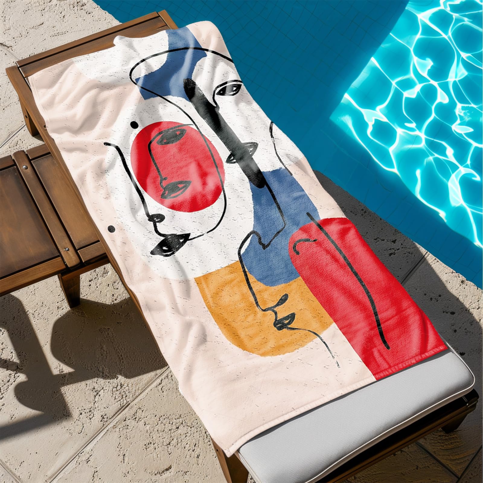 Generisch XXL Strandtuch Microfaser 180 X 90 Rot Blau Gelb Muster Strandhandtuch Groß Kompakt Und Sandfest Schnelltrocknend Reisehandtuch Für Den Strand Gym Travel Sauna