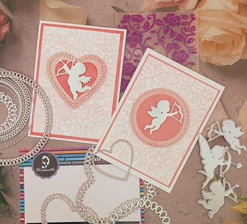 Miniatura 5 de Alinacutle 8 troqueles de marco redondo con bordes de lágrima para hacer tarjetas, troqueles de corte de metal, plantillas de manualidades de papel,