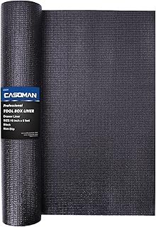 CASOMAN Professional Tool Box Liner, Easy Cut Non-Slip Foam Rubber Toolbox Drawer Liner Mat - Adjustable Thick Cabinet Liners,Black,16 inch (Wide) x 6 feet (Long)