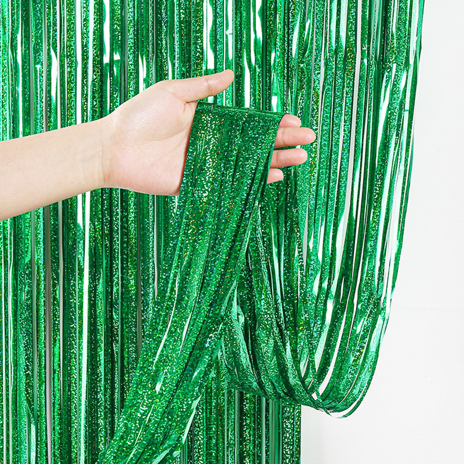 Tende A Frange Verde Chiaro Per Feste - 2 Pezzi Da 1m X 2,4m - Decorazioni Per Compleanno, Giungla, Safari, Natale