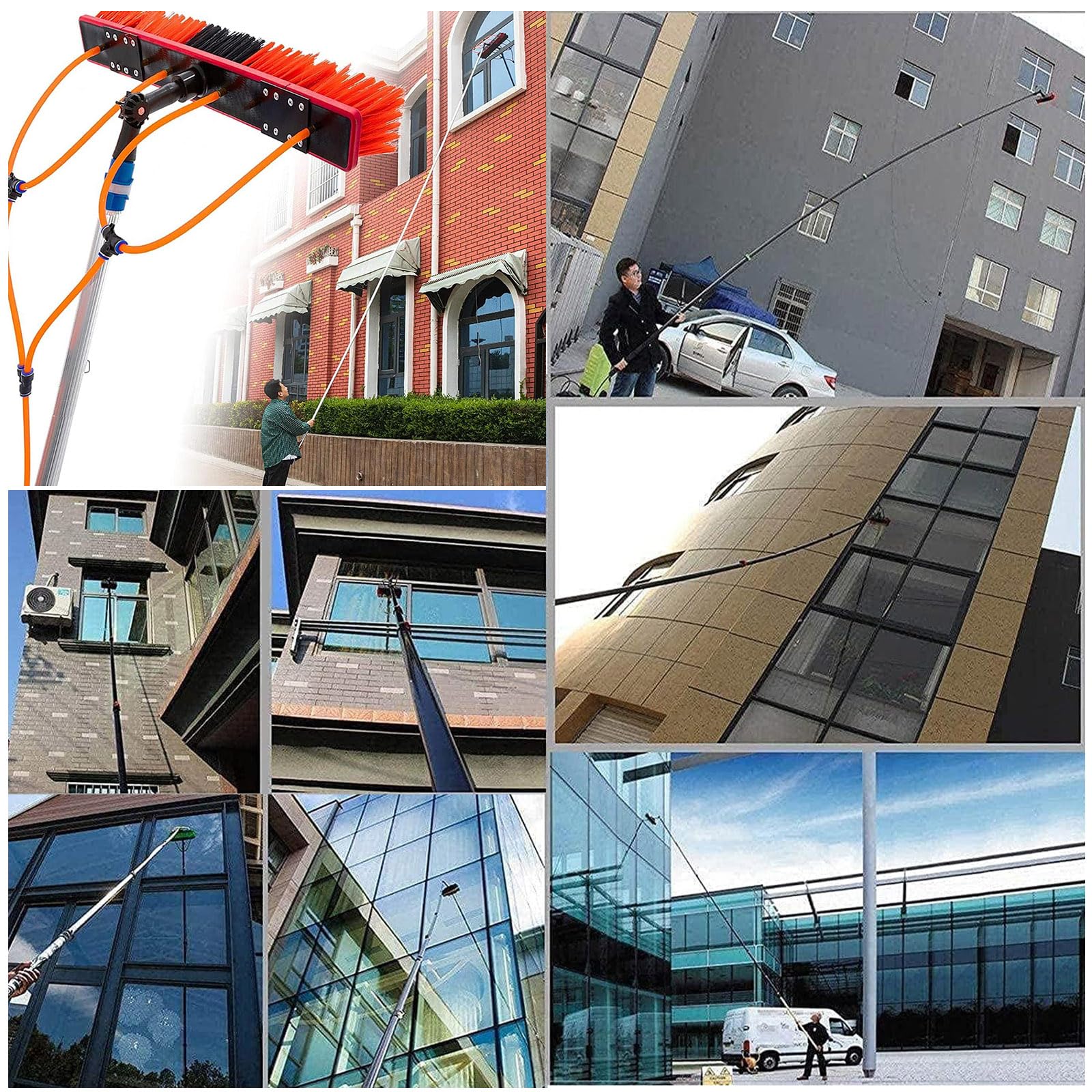 Barra telescópica Extensible | Aluminio | 6 Metros | con Manguera Interior para la Limpieza Placas fotovoltaicas Limpiador Placas solares pertiga telescopica