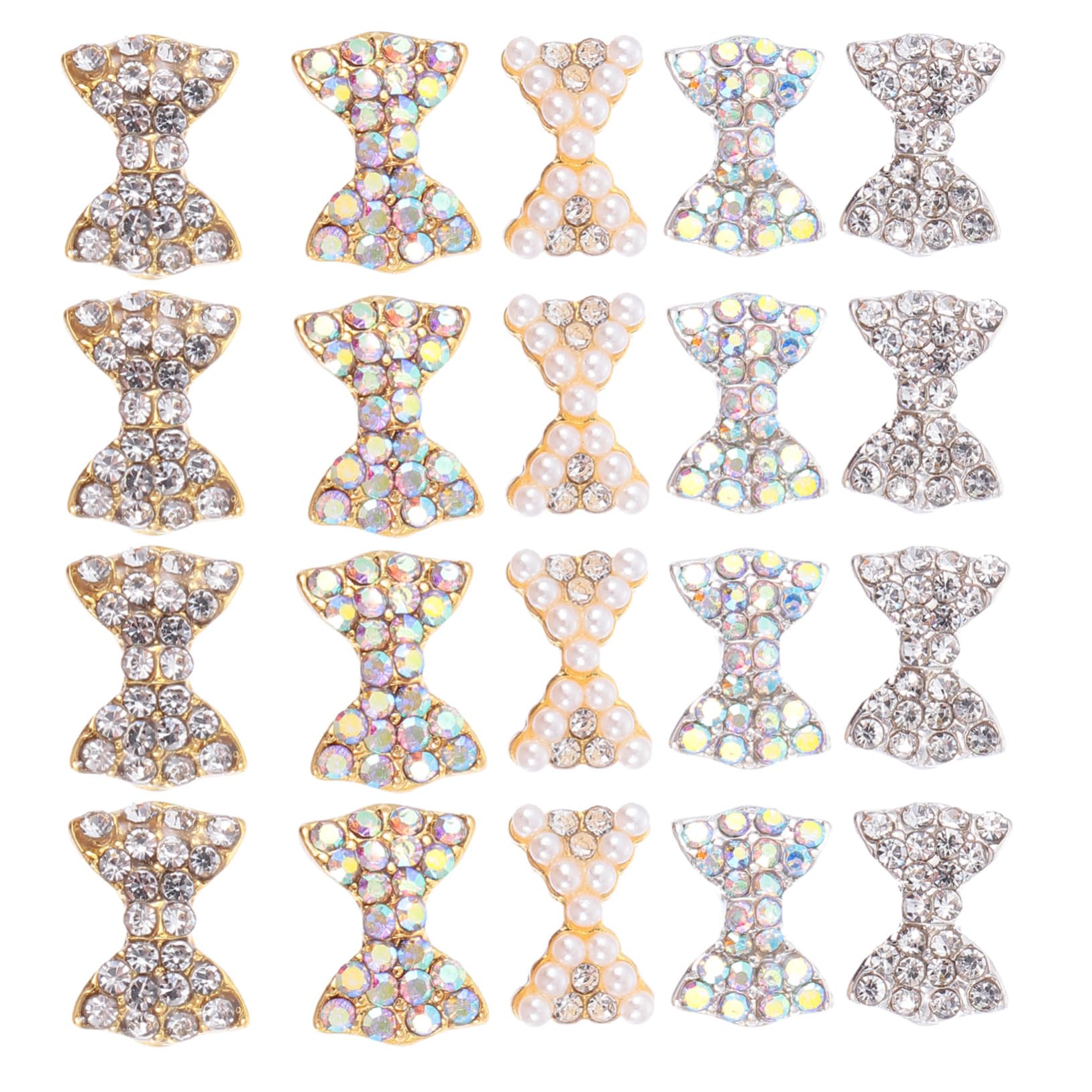 OATIPHO Nail Art Accessories Kit 50pcs Butterfly Rhinestones Charms Bow for DIY Nail Decorations More