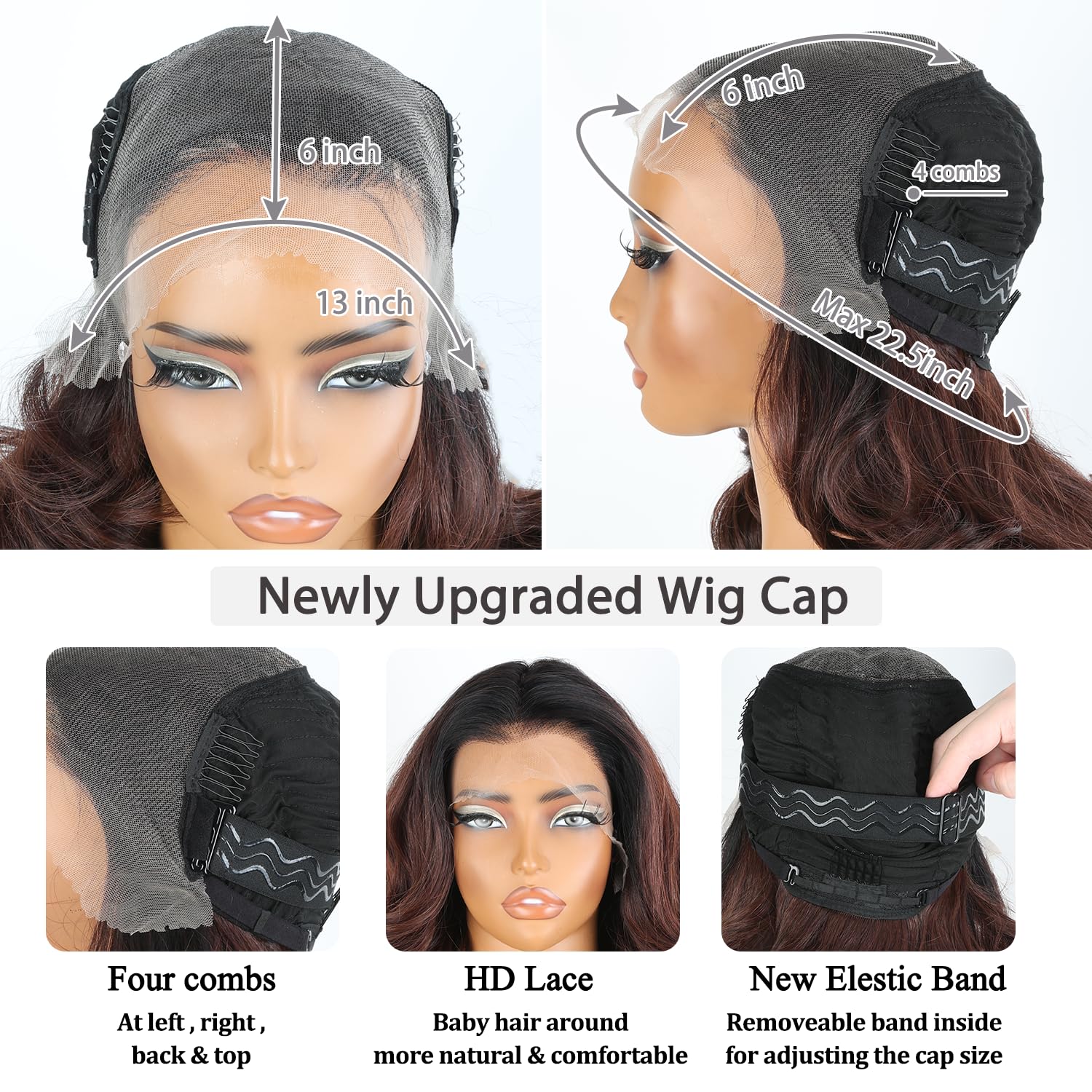 SOKU 13x6 HD Lace Front Wig, 18-Inch Wavy Glueless Synthetic Wig