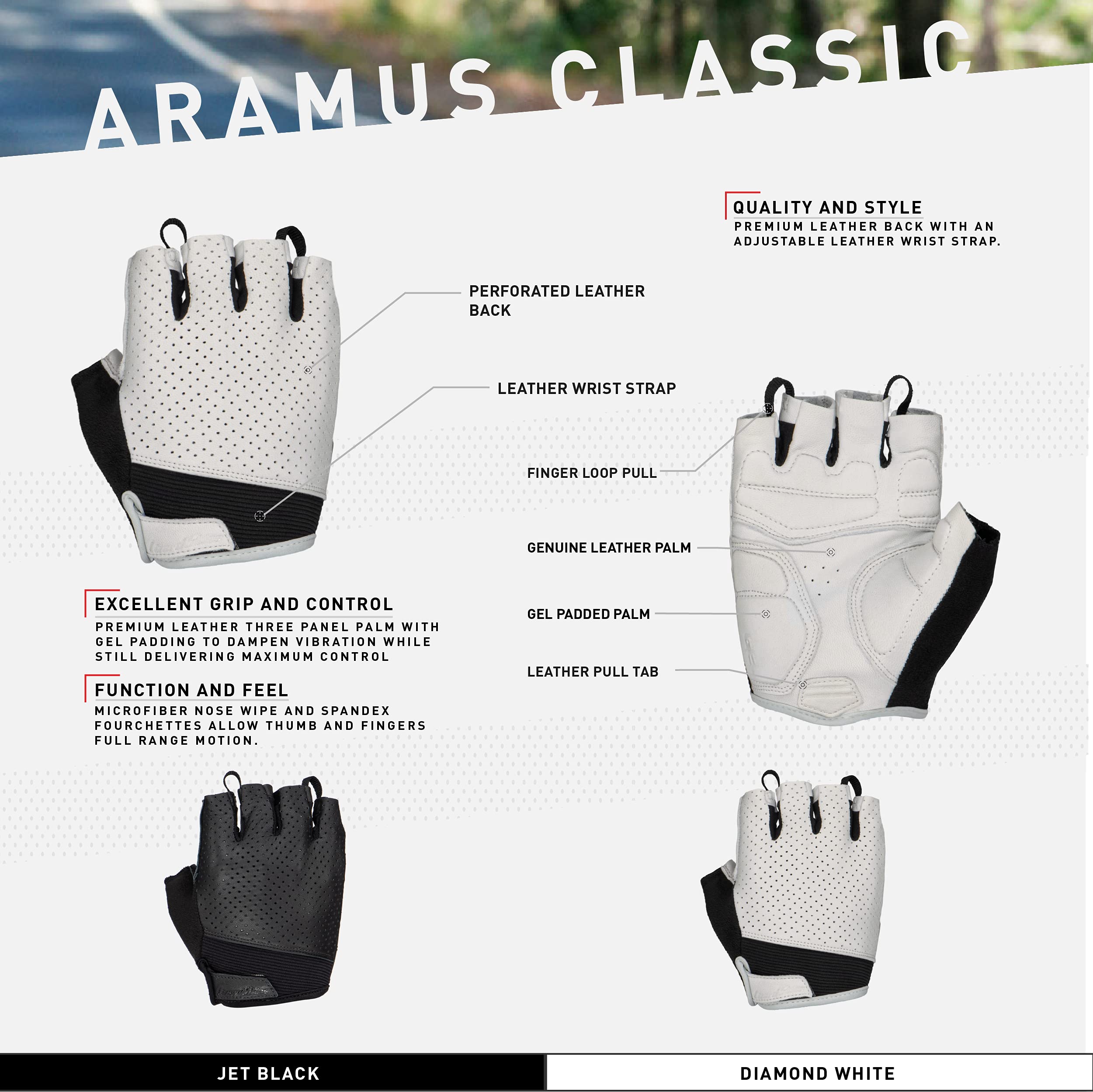 Lizard Skins Aramus Classic Gants de Cyclisme Unisexes Blanc Diamant Taille L