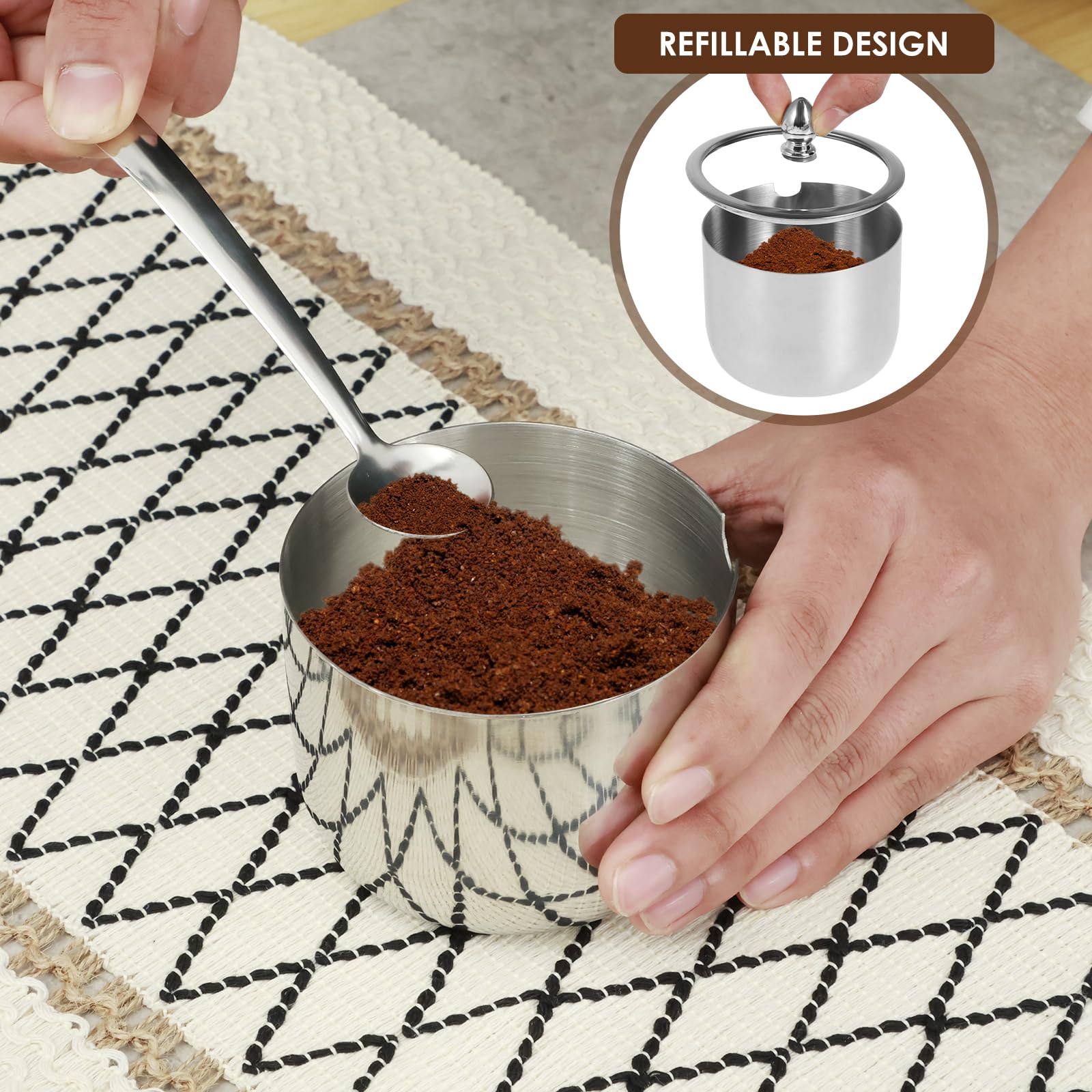 Edelstahl-Schüssel-Set – 2 runde Behälter mit S-Deckel, Löffel und Tablett, rostfreies Se-Glas, Ele Sto für Küche und Essen.