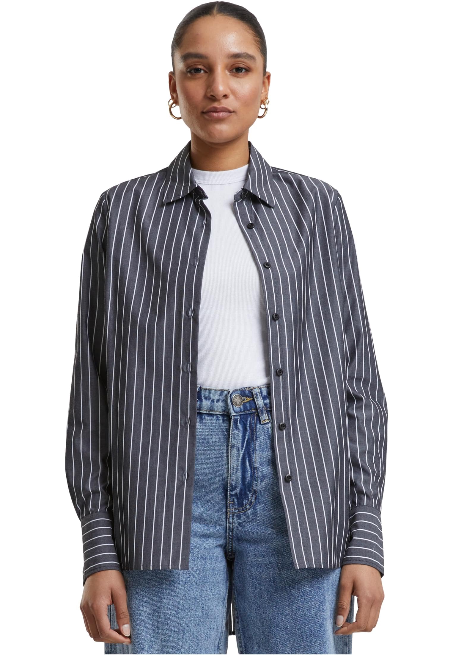 Urban Classics Tb7064-ladies Striped Blouse, Blanco/Negro, S Mujeres