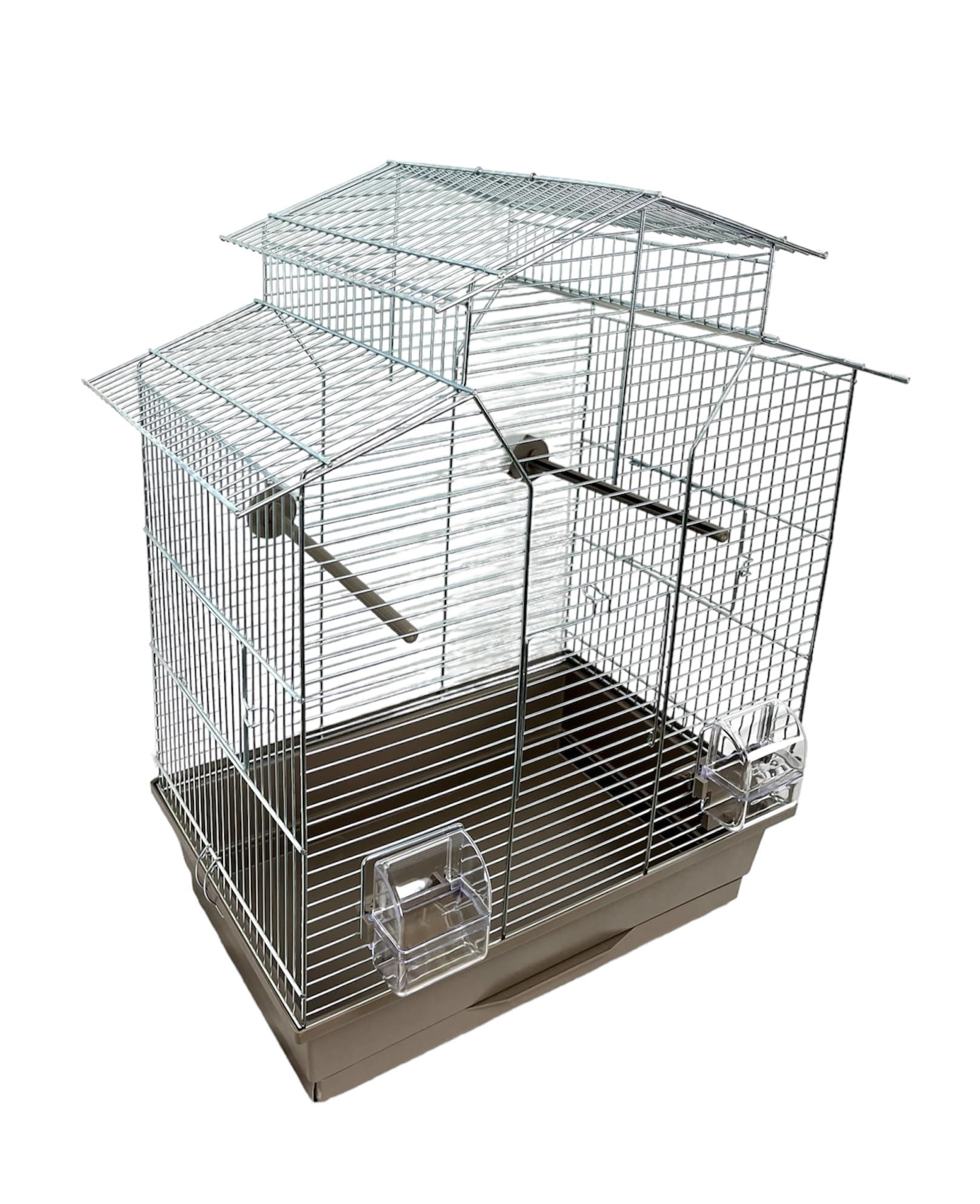 Zoopaul Vogelkäfig IZA 2 II Mokka 52x30x60 cm für Wellensittiche und Kanarien, Verchromter Stahl mit Kunststoff Unterschale