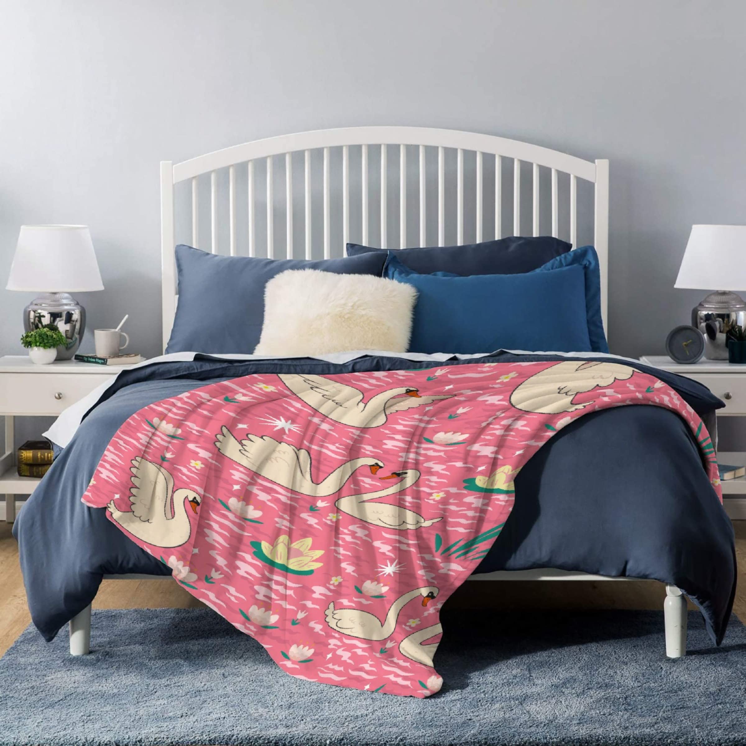 Coperta In Flanella Farfalle Blu E Viola - Morbida E Calda, 127x101,6 Cm - Leggera E Accogliente Per Divano E Letto
