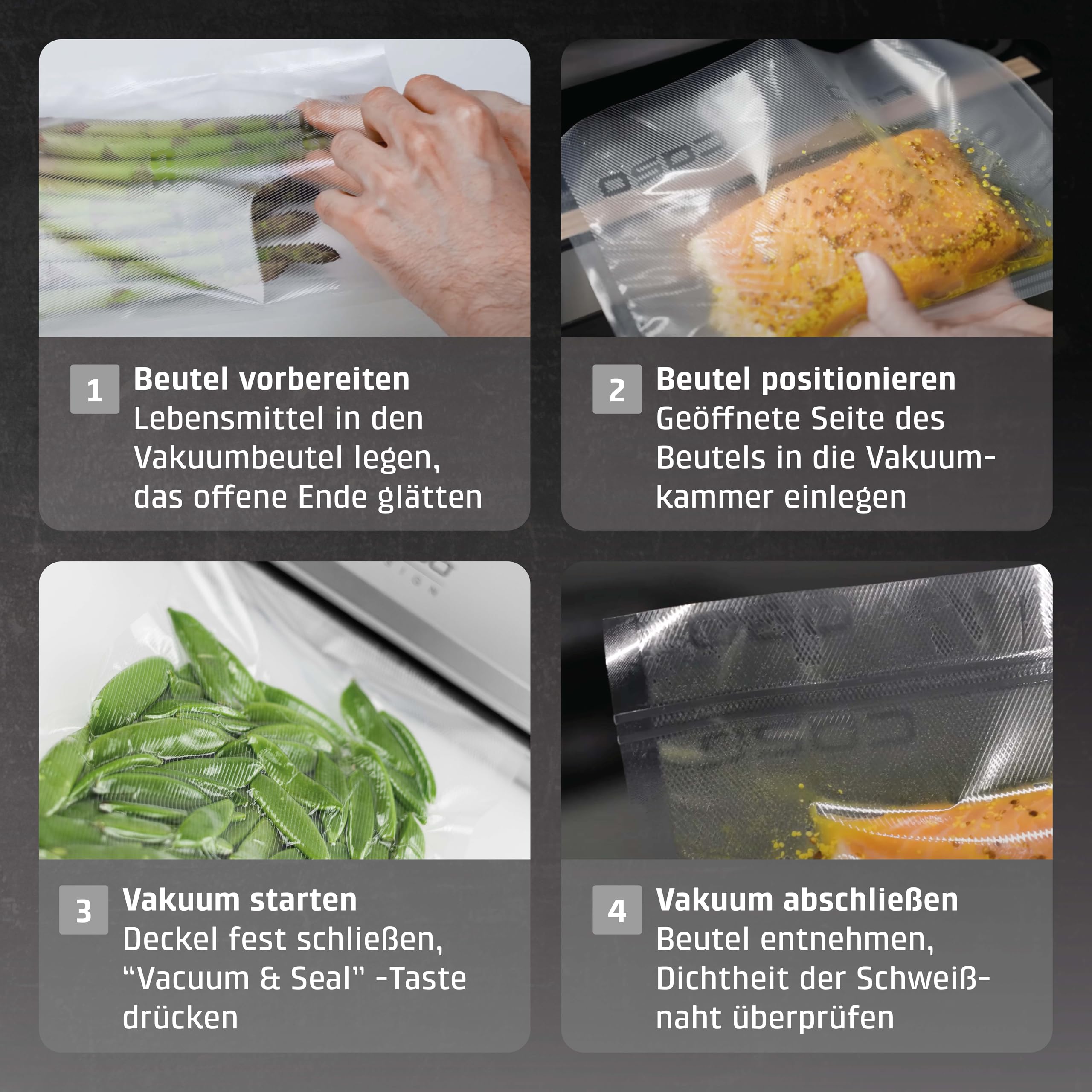 CASO VC15 Vakuumierer – Vakuumgerät, Testurteil Sehr Gut, 8x länger frisch, Schweißfunktion, inkl. 10 Folienbeutel