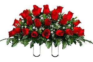 Sympathy Silks Artificial Cemetery Flowers for Double Headstones