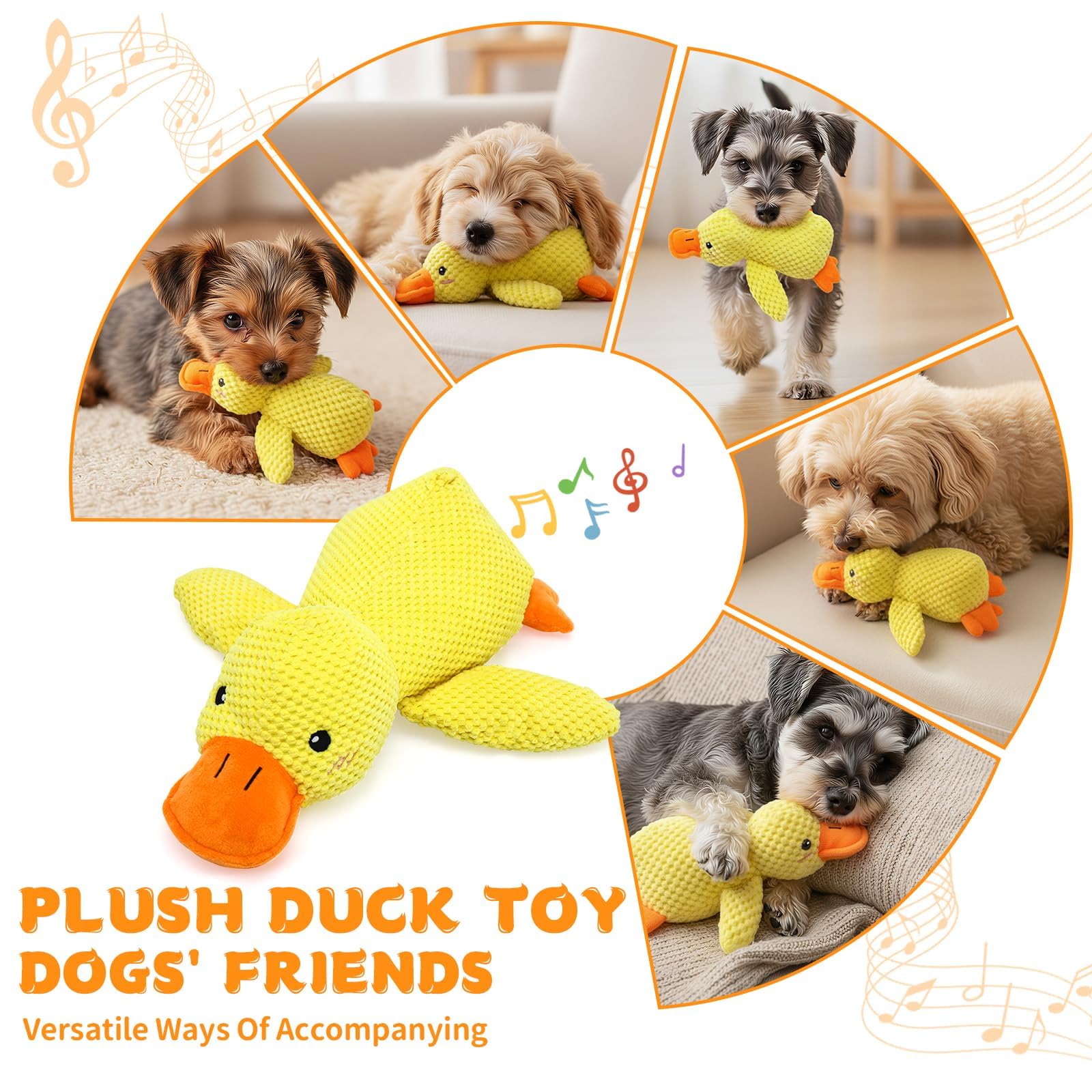Jouet pour Chien en Peluche Canard Couineur, Jouet Anti-Stress Doux et Résistant pour Chiots et Chiens Petits, Moyens et Grands, 30 cm