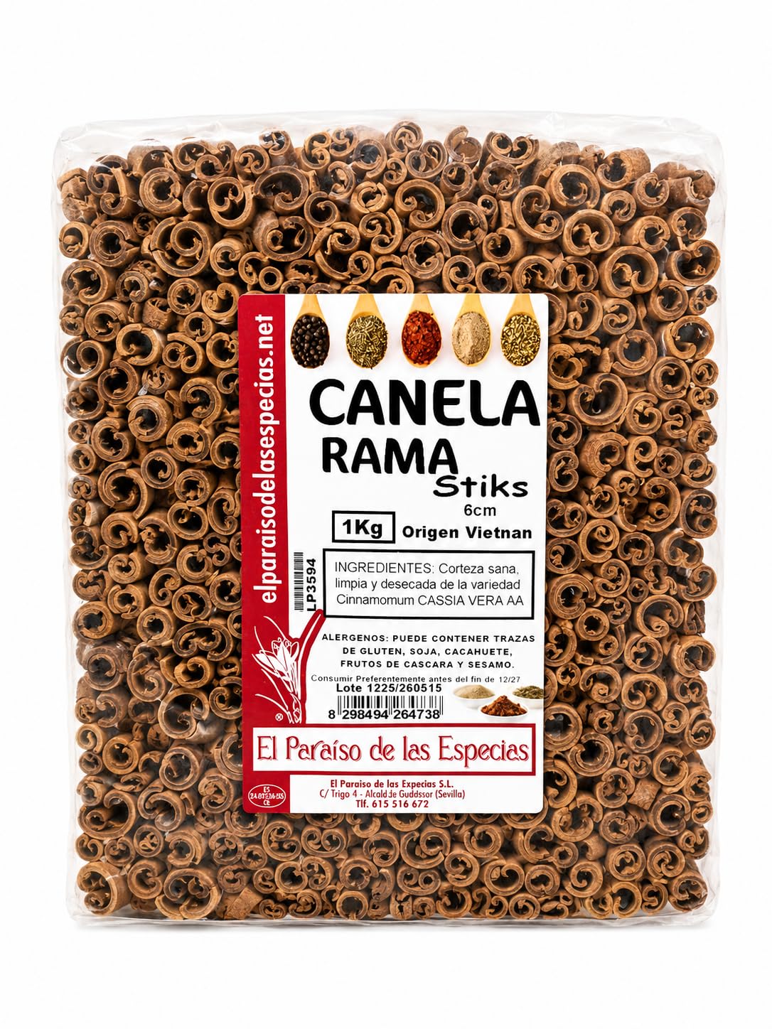 Canela Rama Vera AA 1KG | Ramas de Canela Natural 6 cm | Ideal para Infusiones, Té, Arroz con Leche, Chai y Repostería | Especias Gin Tonic