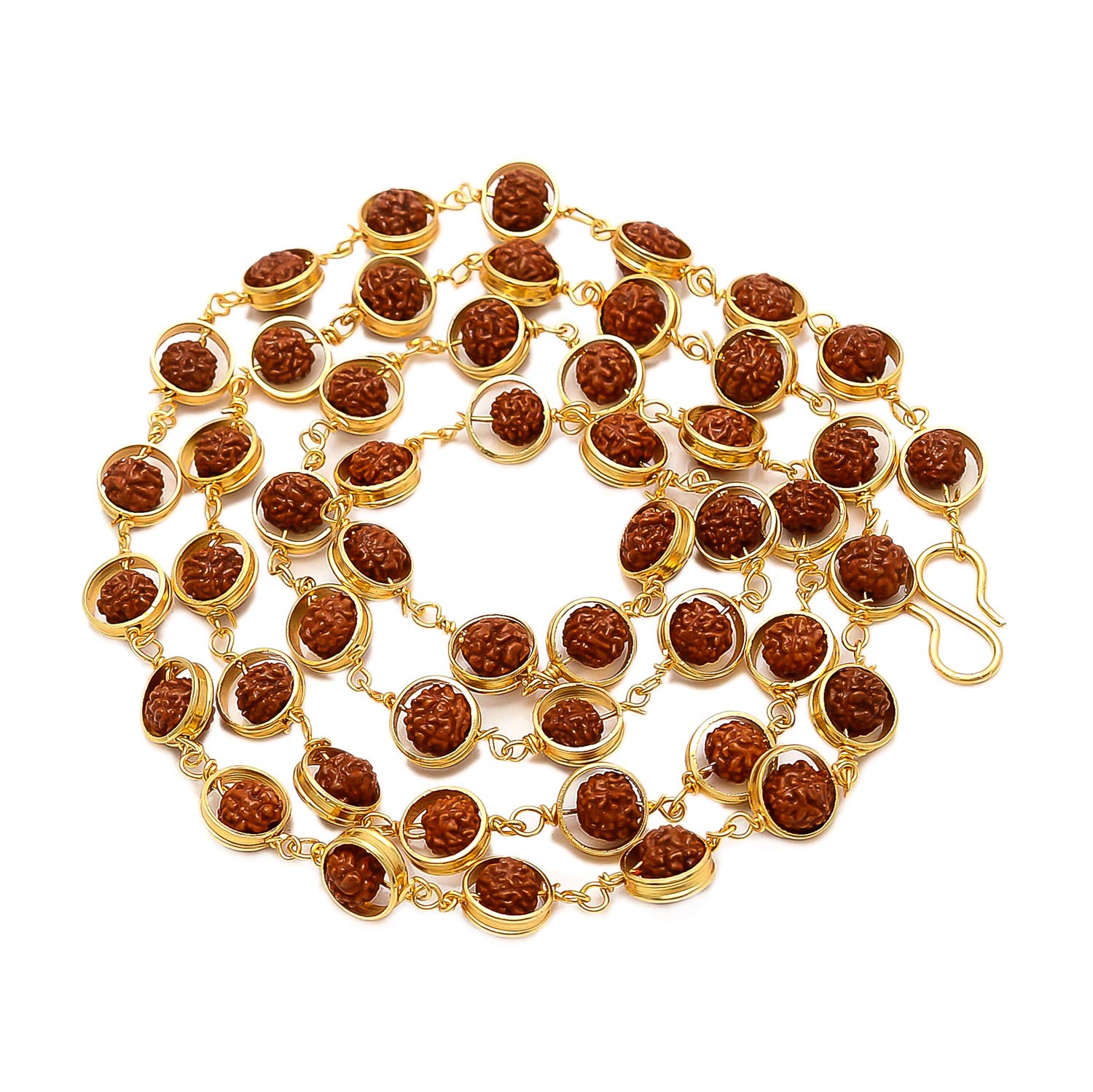 Shree Shyam Original 108 Beads Gold Pleated Rudraksha Challa Cap Mala Chain for Men Women Wearing, Brown (B07MBFZ652) Amazon Price History, Amazon Price Tracker