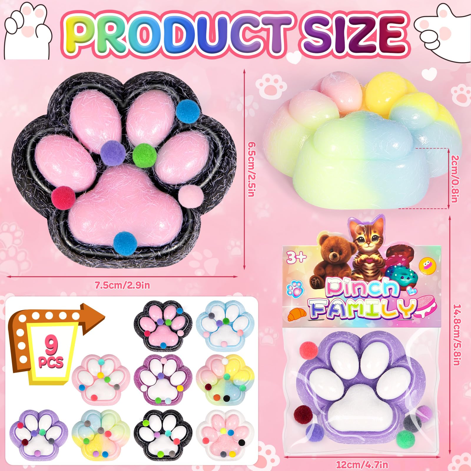Kattenpoot Squishy, 2 Stuks Fufu Squishy Poot, Kattenpoot Stress Relief