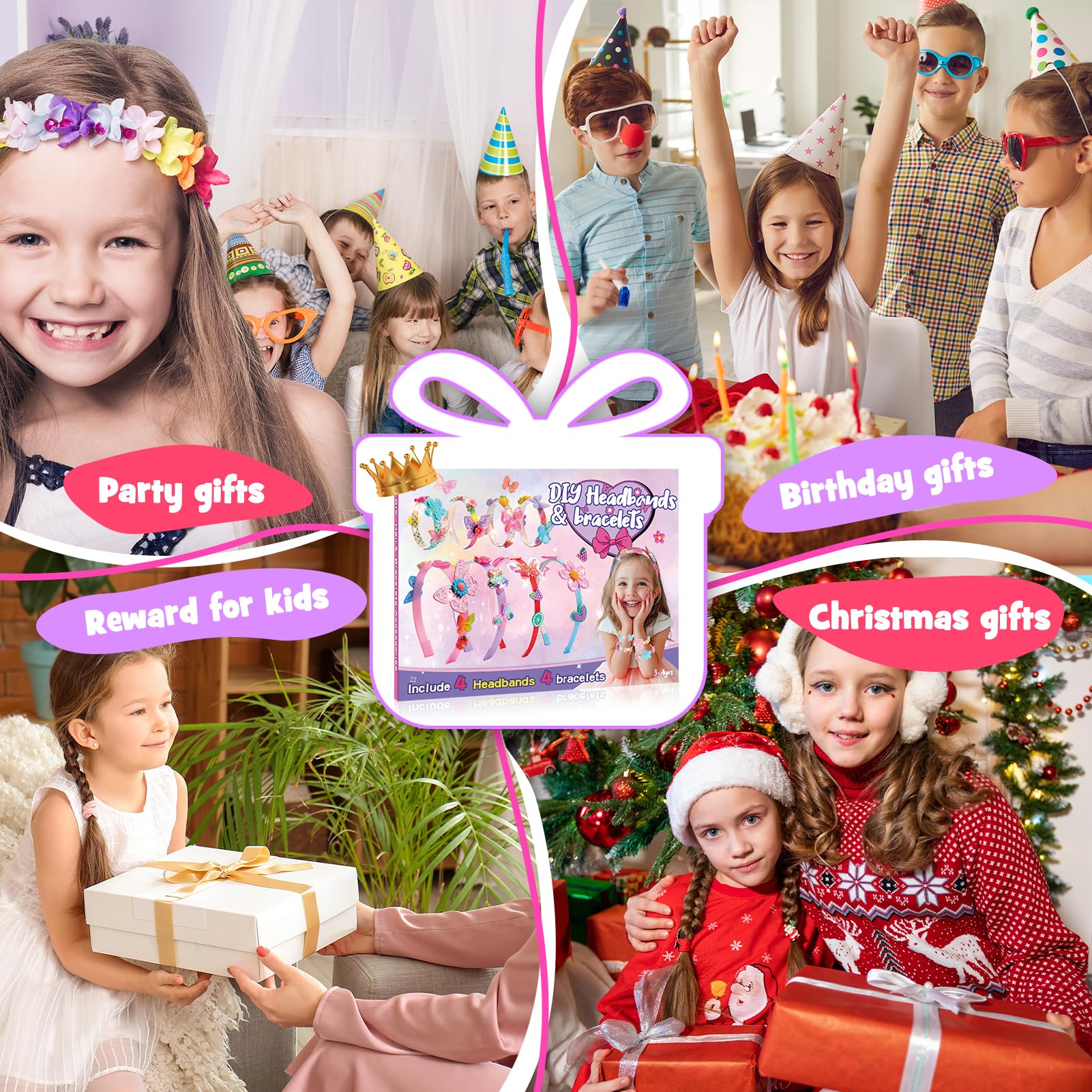 WootoyOutdoor Regalo Niña 3-12 Años, DIY Diademas Niña Kit para Hacer Pulseras Manualidades Niña 4-10 Años Juguete Niña 3-10 Años Accesorios pelo Niña Juguetes para Niñas Unicornios para Niñas