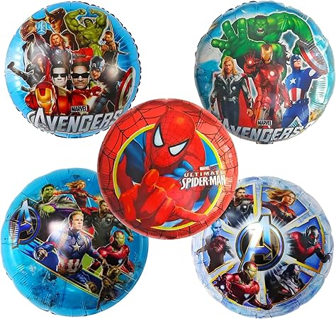 Amazon アベンジャーズ バルーン 5点 パック アベンジャーズ インフィニティ アベンジャーズ 2 アイアンマン スパイダーマン ハルク ファルコン 45x45cm 風船 風船 バルーン おもちゃ