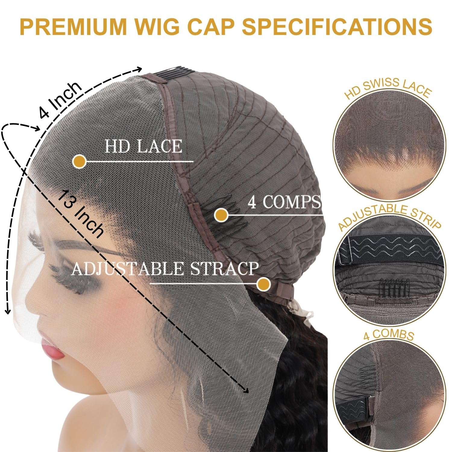 PYY Natural Color Deep Wave Human Hair Lace Front Wig