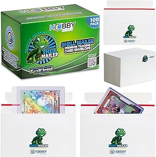 100 Pack Shell Mailer Trading Card Envelopes by Hobby Armor, 7" x 4.35" Trading Card Mailers for Shipping, Perfect Sized Shipping Envelope for Mailing Semi-Rigid and Toploaders, Protector Supplies