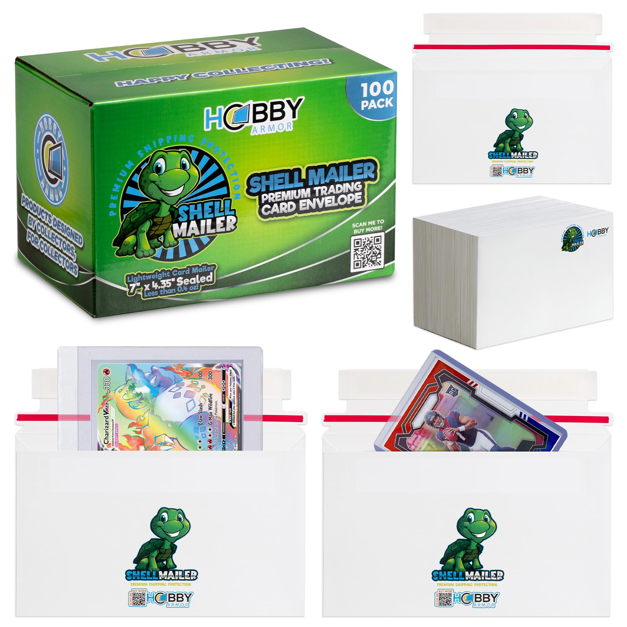 100 Pack Shell Mailer Trading Card Envelopes by Hobby Armor 7 x 4 35 Trading Card Mailers for