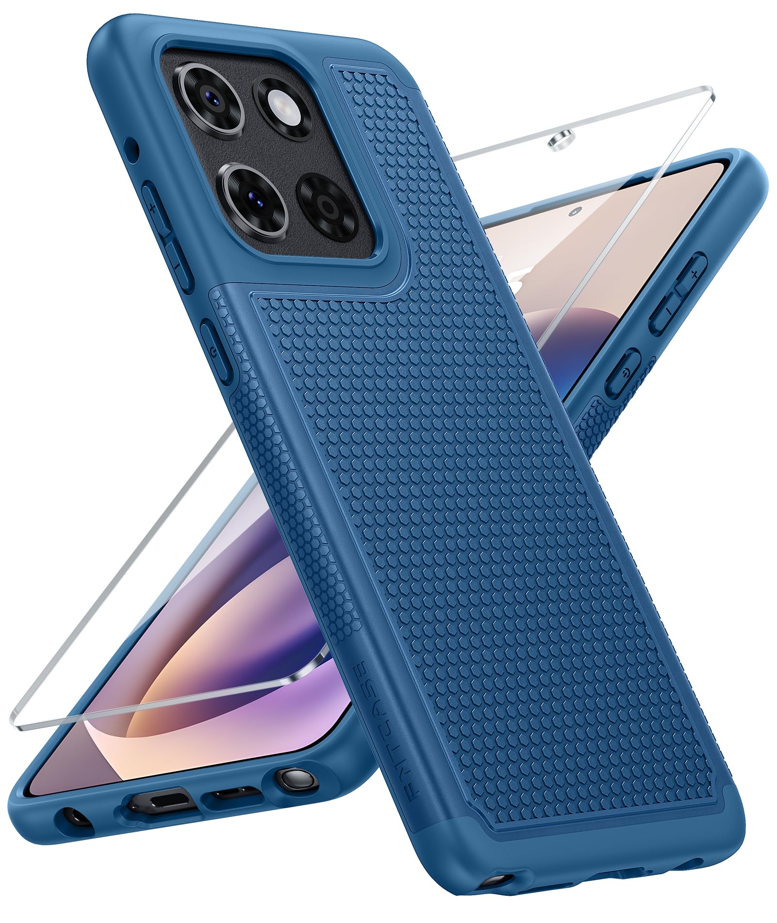 FNTCASE for Moto G-Stylus 2025/2026 Case: Dual Layer Non Slip Shockproof | With Screen Protector, Military Grade Drop Protection, Anti-Scratch, Matte Textured Protective Phone Cover, Daily Use, Blue