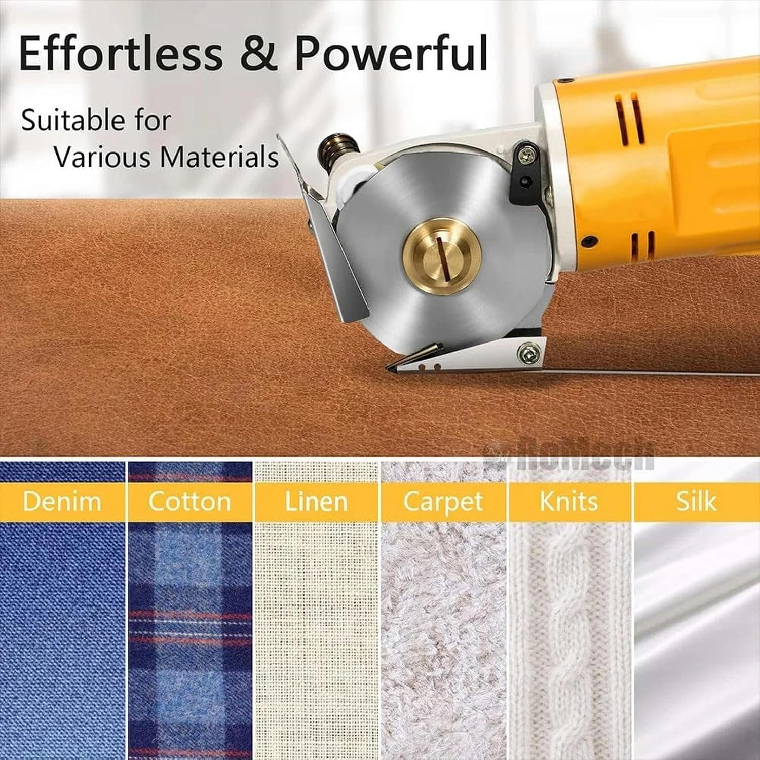 170W Electric Rotary Fabric Cutter, Handheld Cloth Cutting Machine,Cutting Thickness: 25mm, Automatic Sharpening Function, Multi-Layer Cutting,Safety Switch,for Textile/Leather/Paper