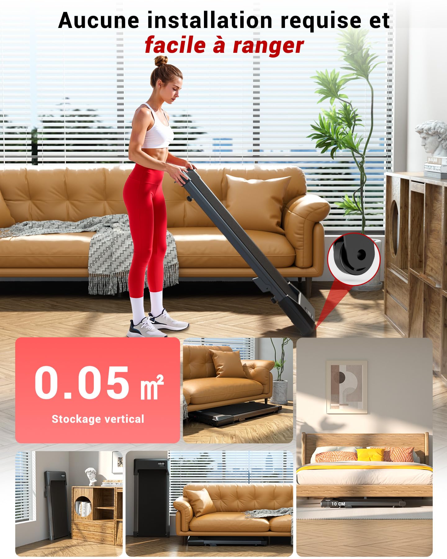 Tapis de Course Pliable Poids Max 136KG avec APP Contrôle Walking Pad Superun Raceable