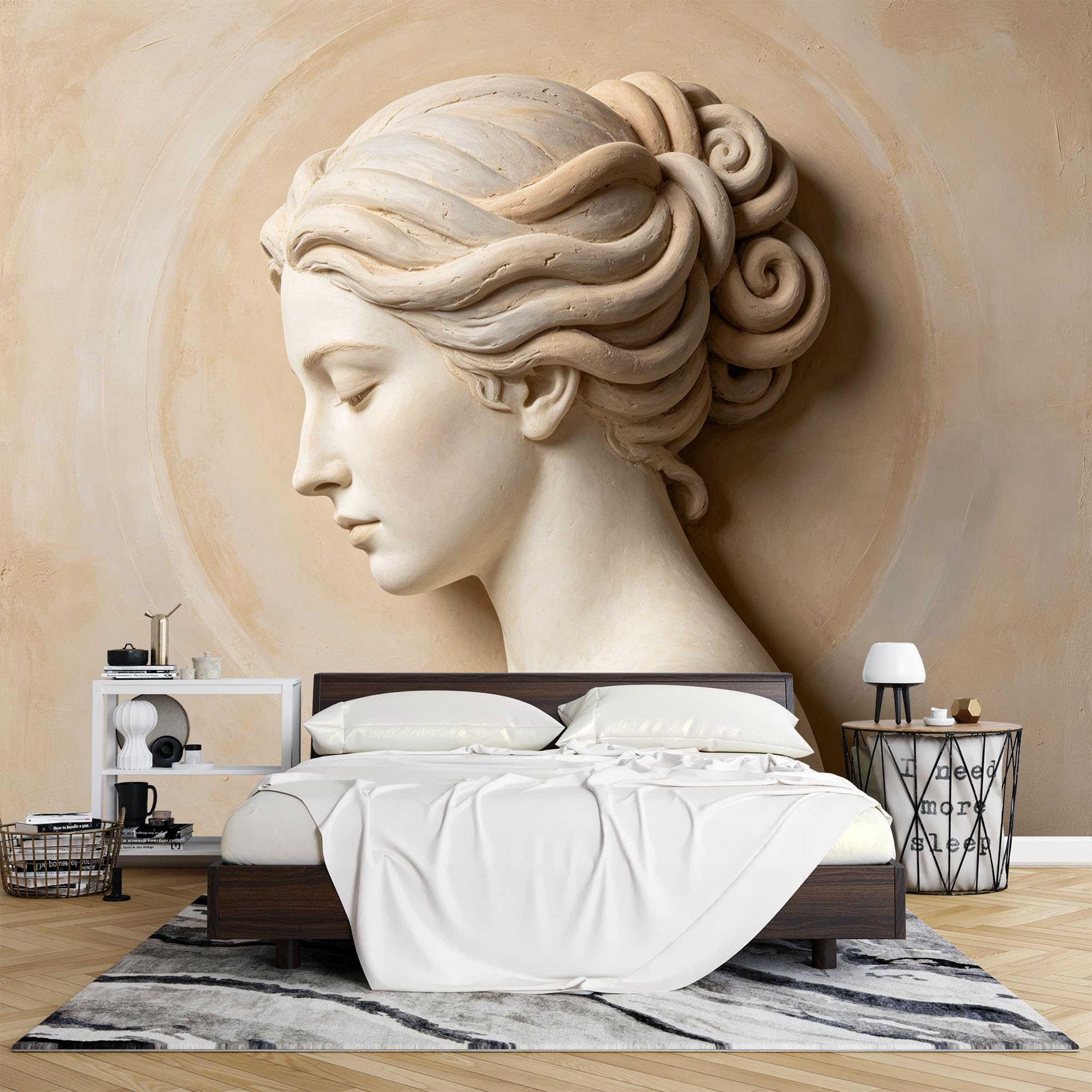 Fresque Murale, Papier Peint Photo Intissé Effet 3D 600 x 400 cm Motif Dame Romaine Vintage Idéal pour le Salon la Chambre le Couloir Ou Comme Mur D'Accent Ou Encore Comme Fond Canapé.