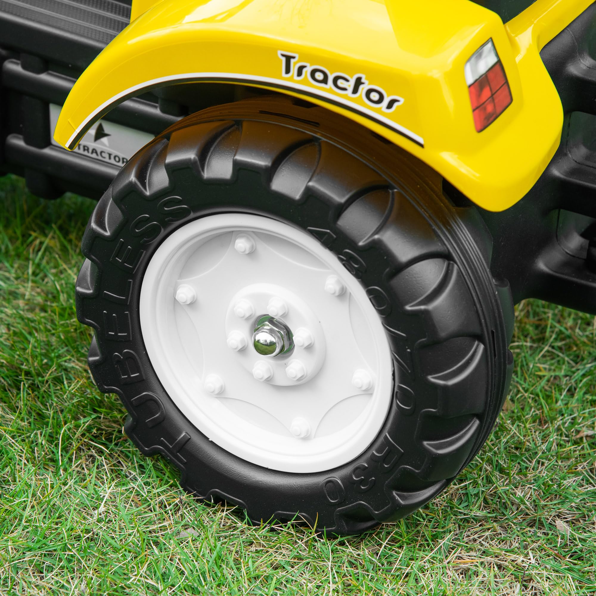 HOMCOM Tractor a Pedales para Niños de +3 Años Excavadora para Niños con Claxon y Pala Delantera Tractor Infantil para Exterior Carga 35kg 107x42x71 cm Amarillo