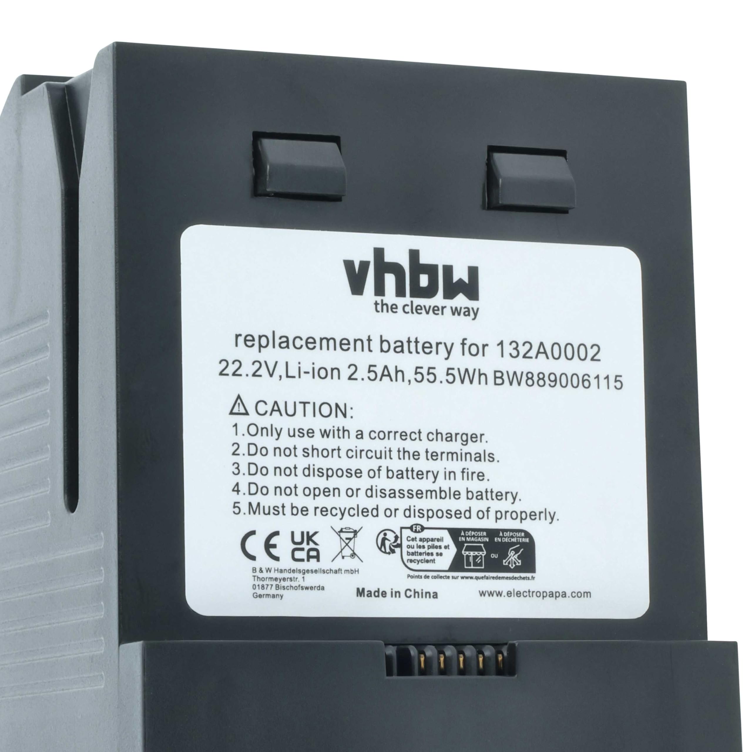 vhbw Akumulator kompatybilny z odkurzaczem Gtech AIRRAM M23662, REACELL AirRam MK2 K9, AIRRAM MK2, czarny (2,5 Ah, 22,2 V, litowo-jonowy)