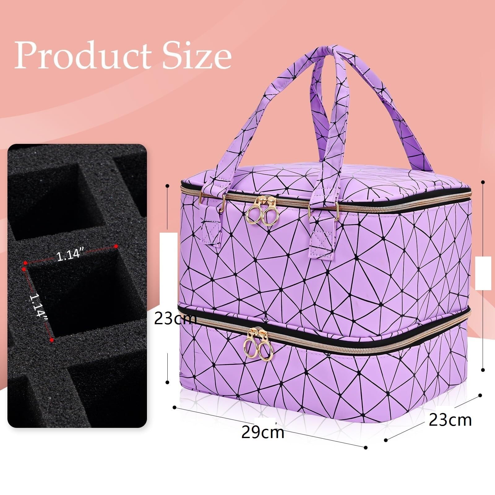 Organizzatore Smalto per Unghie Borsa Multifunzionale for La Conservazione dello Smalto, Scatola Portatile for Oli Essenziali Toletta Trucco(Pink)