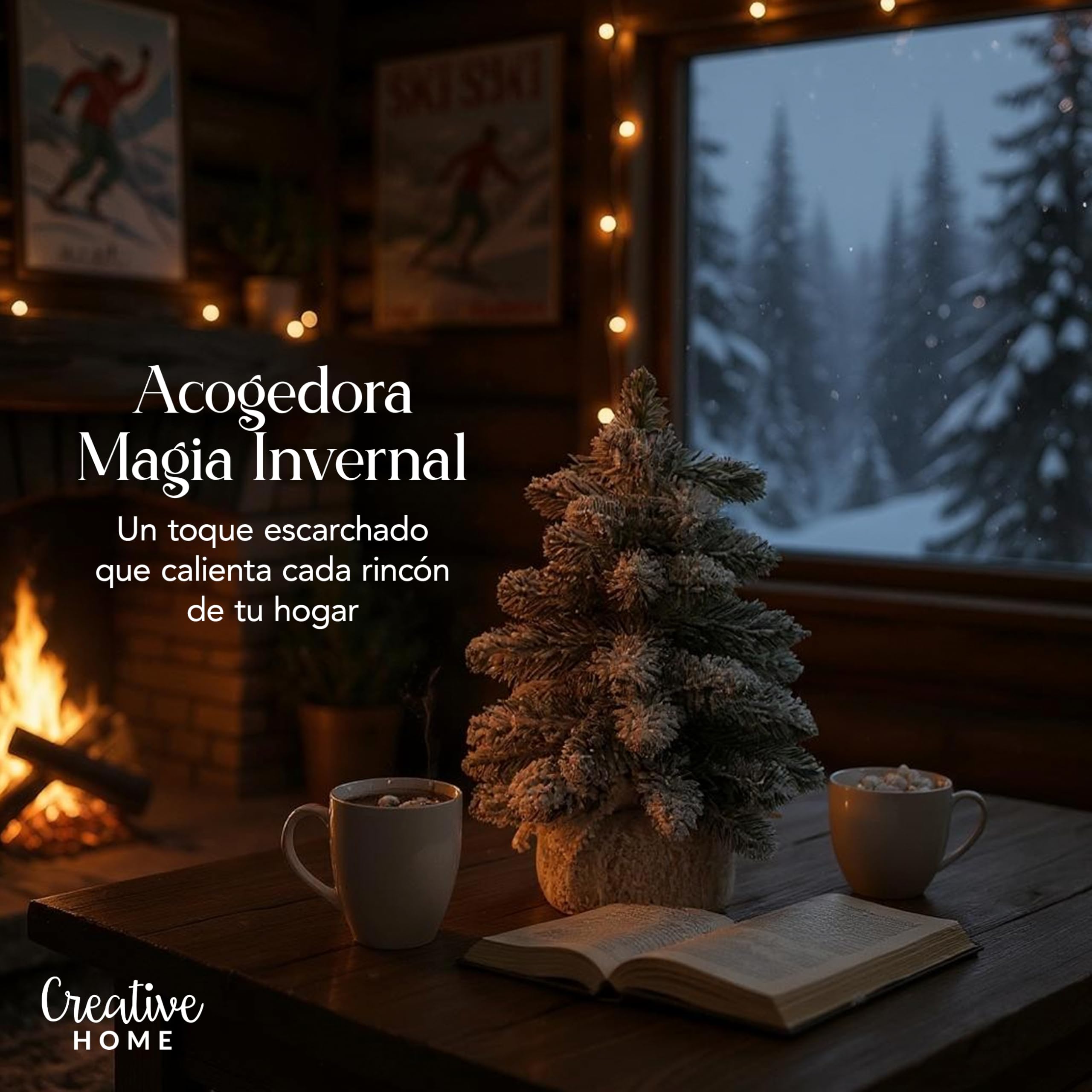 Creative Home Árbol de Navidad Artificial con Nieve | Tamaño 30 cm | Cono Pino Pequeño Miniatura | para Mesa Escritorio Oficina | Interior Exterior | Regalo Decoración Personalizada Navideña