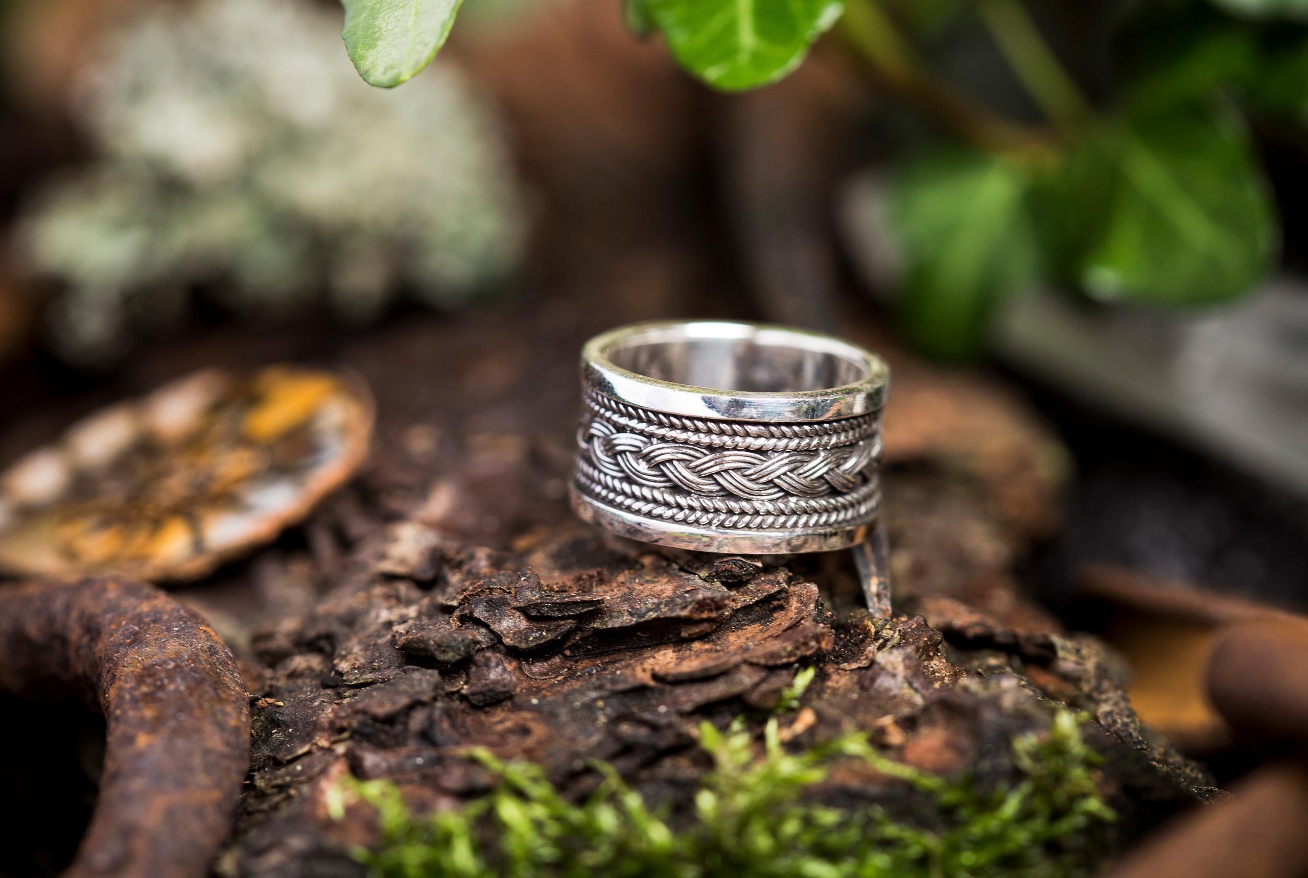 Windalf Vikings Band-Ring Aragon 10 mm Wikingerknoten Nordische Freundschaft Handgeschmiedet 925 Sterlingsilber