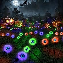 Floating Scary Eyeballs Solar Garden Lights for Halloween Decorations Outdoor, Swaying Firefly with 2PACKS 12LED Magic Eyeballs Halloween Ghost Lights,Solar Eyeballs Path Lights for Lawn/Ghost Decor