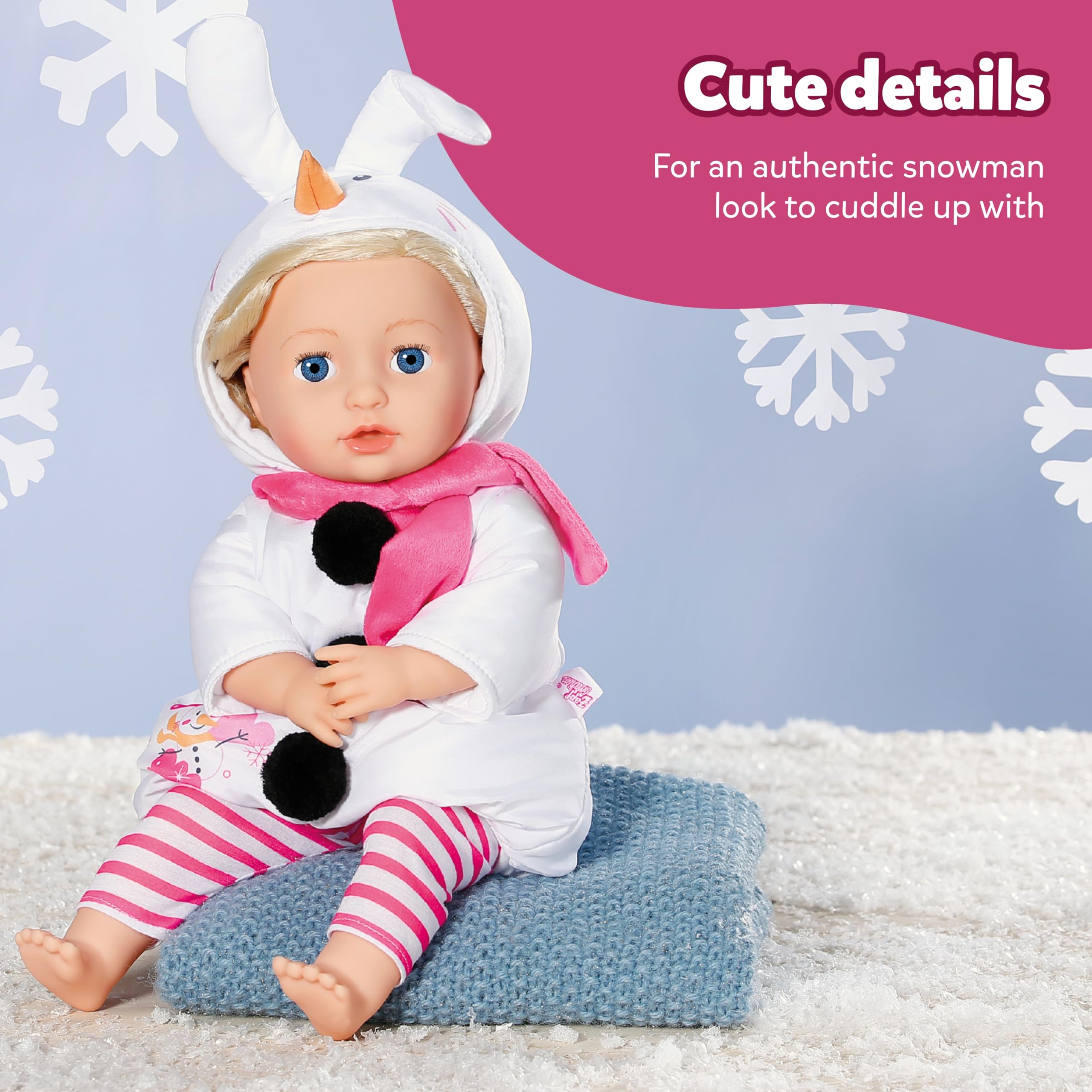 BABY born Snowman Costume - Overall, Leggings & Scarf Doll Clothing - Doll Accessory for 43 cm Dolls, Pink - Image 3