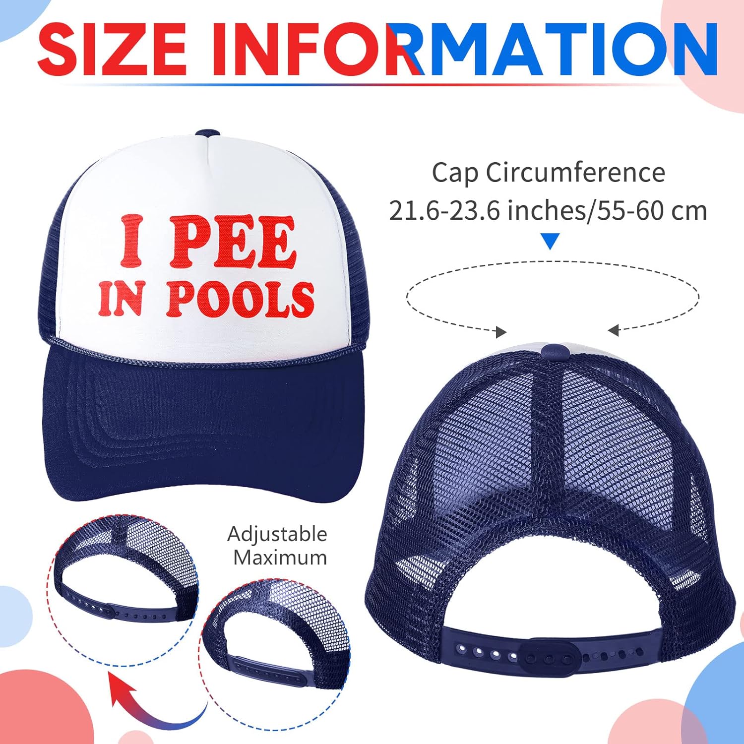 Jiuguva 2 Pieces Funny Trucker Cap I Pee in Pools Hat Funny Dare Gag Gift Joke American Flag Hat - Image 2