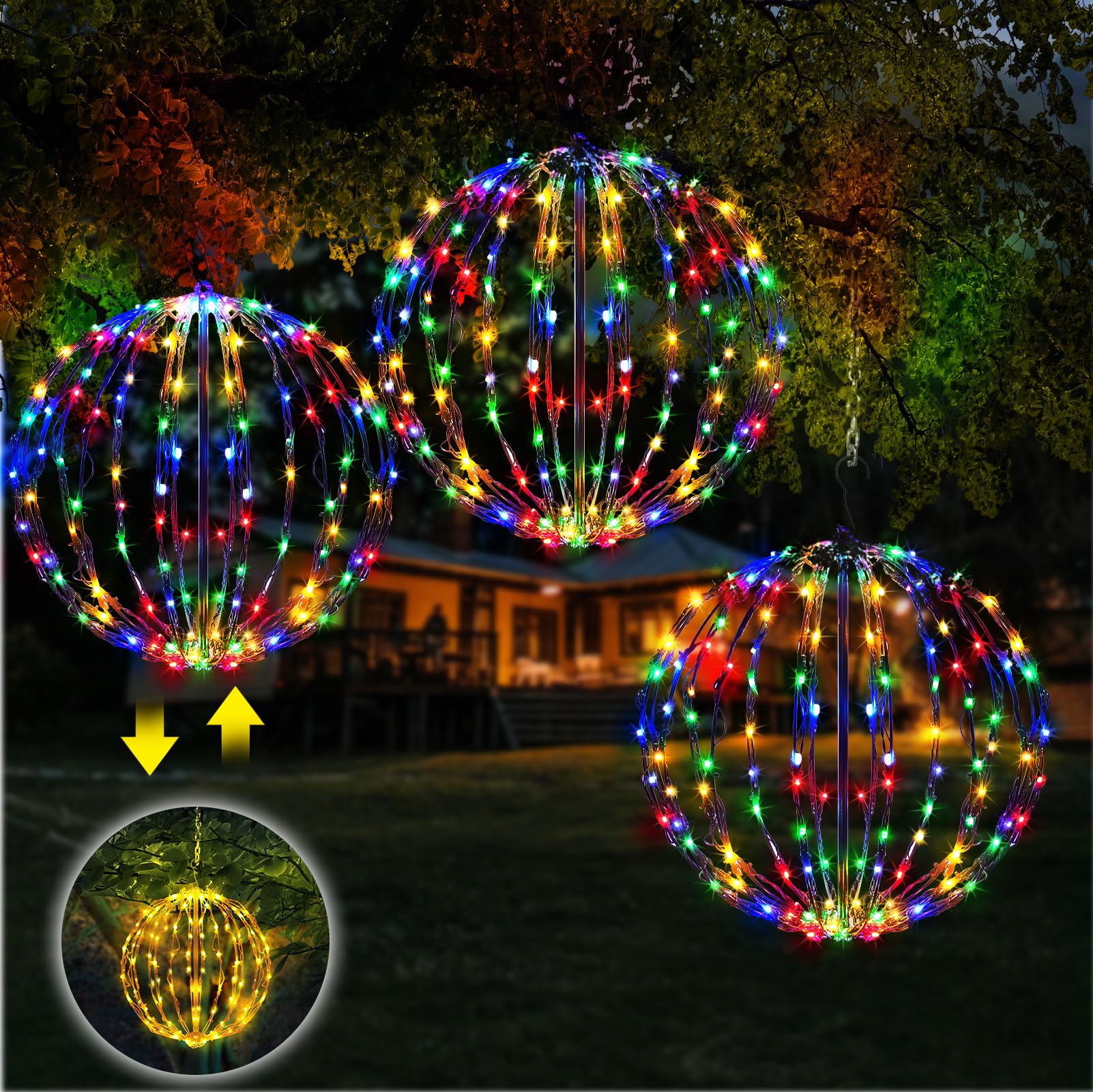 Photo 1 of COVBOARD 12" Christmas LED Light Globe (3 Pack) with Multiple Auto Timing and Glow Modes, Folding Light Ball for Holiday Decor, Patio, Indoor/Outdoor Decorations LED Ball Lights Sphere (Warm White)
