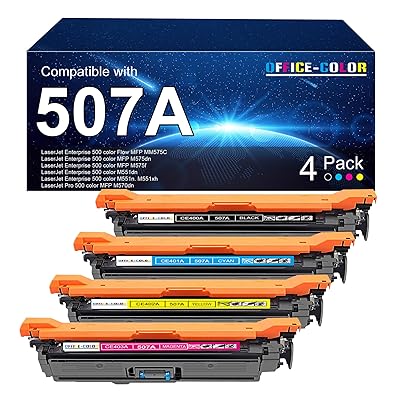 4 Pack Replacement for HP 508A Toner Cartridges Works with HP Color Laserjet Enterprise M553,M552,Color Laserjet Enterprise MFP M577 Series Ink (Black,Cyan,Magenta,Yellow)