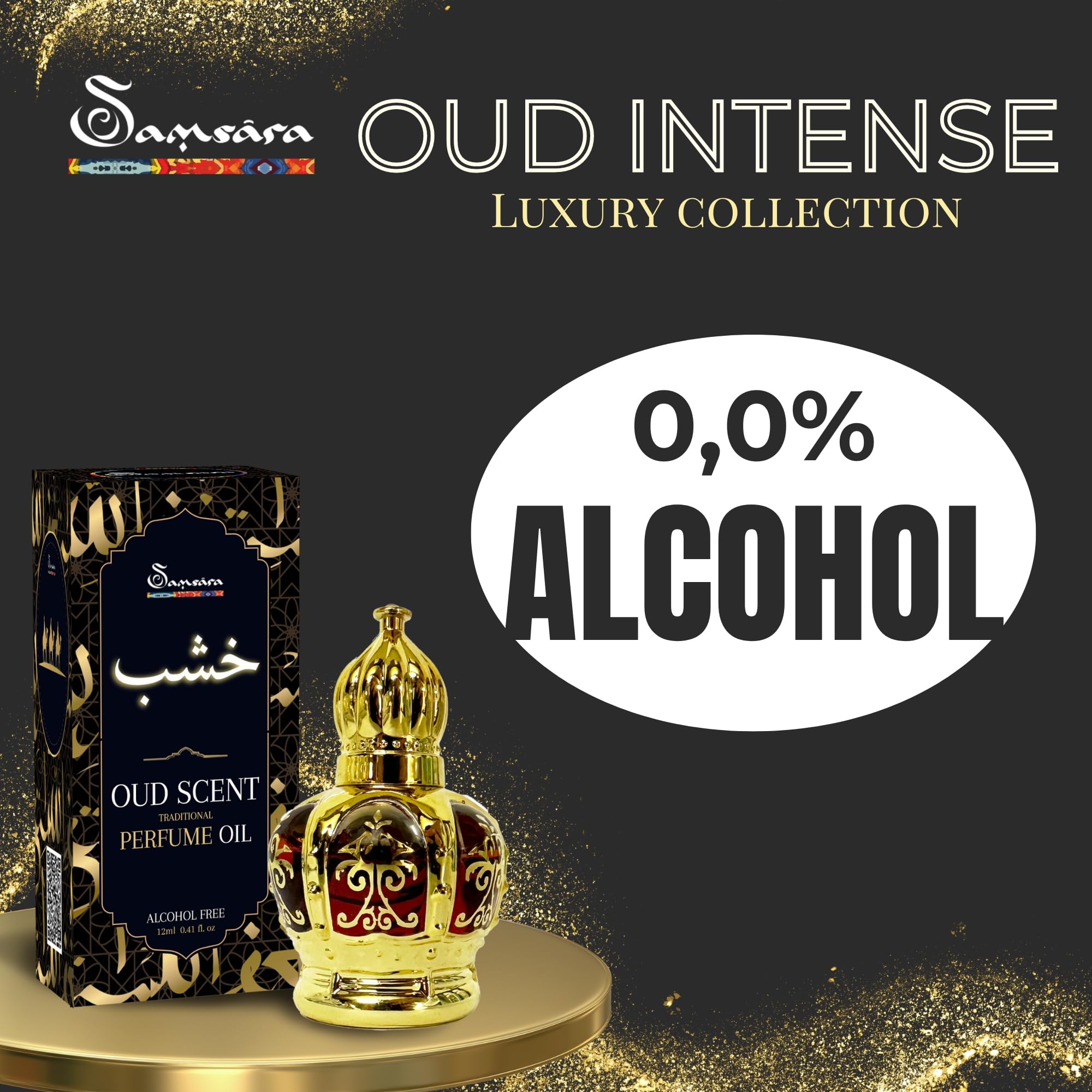 Arabski zapach [formowany w oleju - bez alkoholu] arabski zapach dla kobiet i mężczyzn - intensywny zapach - trwały - naturalny - autentyczny | Oud do ciała - włosy - tkanina | Dubai Oud - 12 ml
