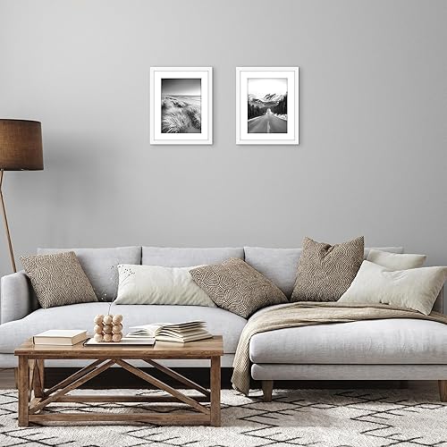 Vista 380 de Americanflat Portarretratos de 8 x 12 pulgadas con plexiglás pulido, juego de 2 portarretratos de 6 x 8 pulgadas con paspartú o para fotos de 8 x 12