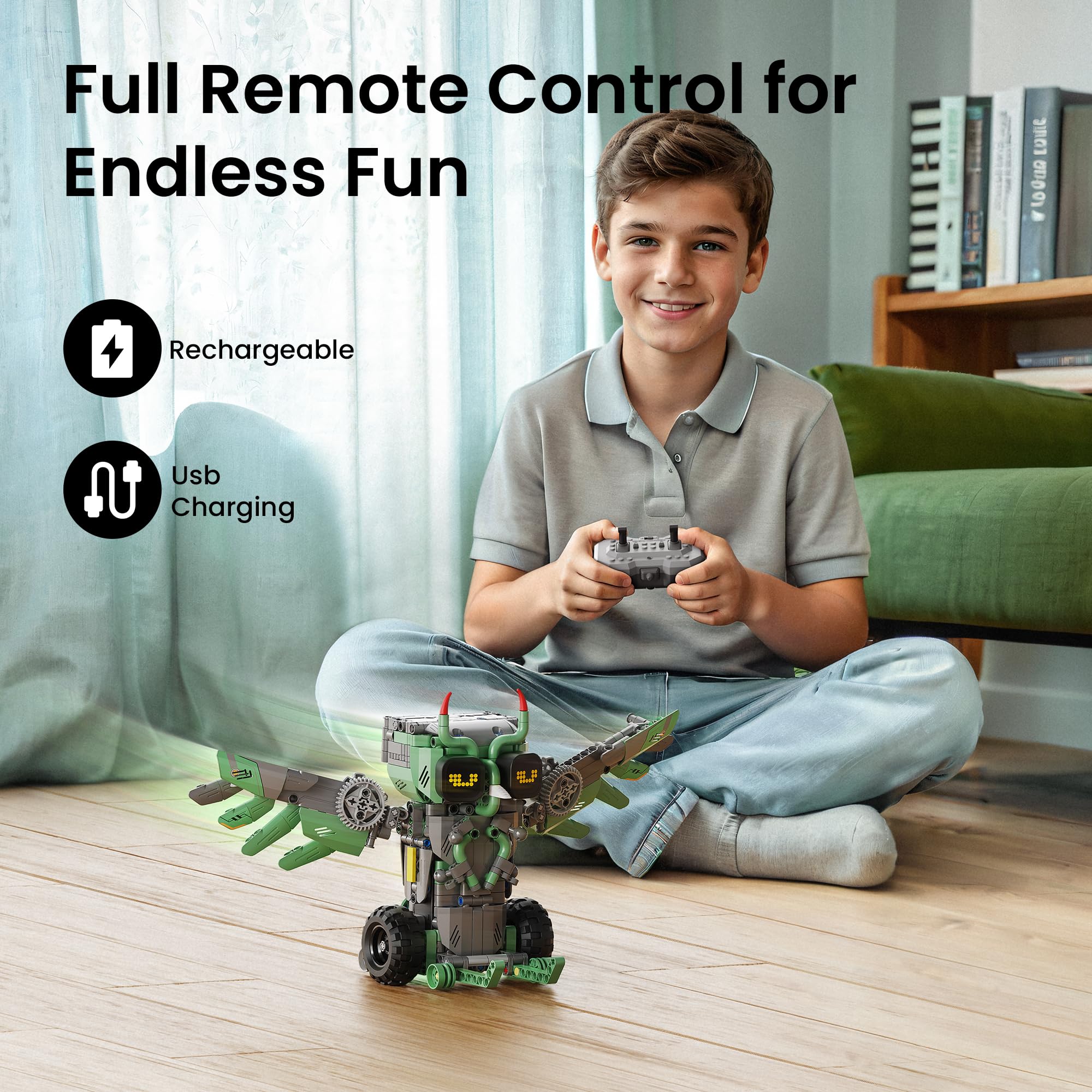 Sillbird Technic Robot pour Enfants, 5-en-1 Ensemble Robotique Programmable avec Application et Télécommande, Robot STEM pour Anniversaire et Noël pour Garçons de 8 à 12 Ans (727 Pièces)