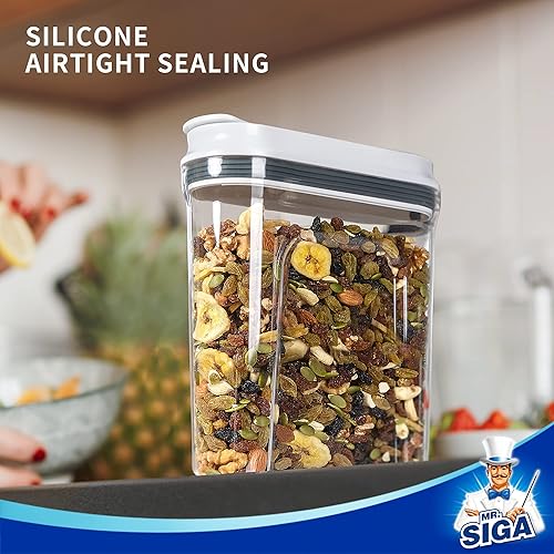 Miniatura 5 de MR.SIGA Juego de dispensador hermético de cereales, recipientes de almacenamiento para productos secos, nueces, frijoles, aperitivos, sin BPA, 1.3