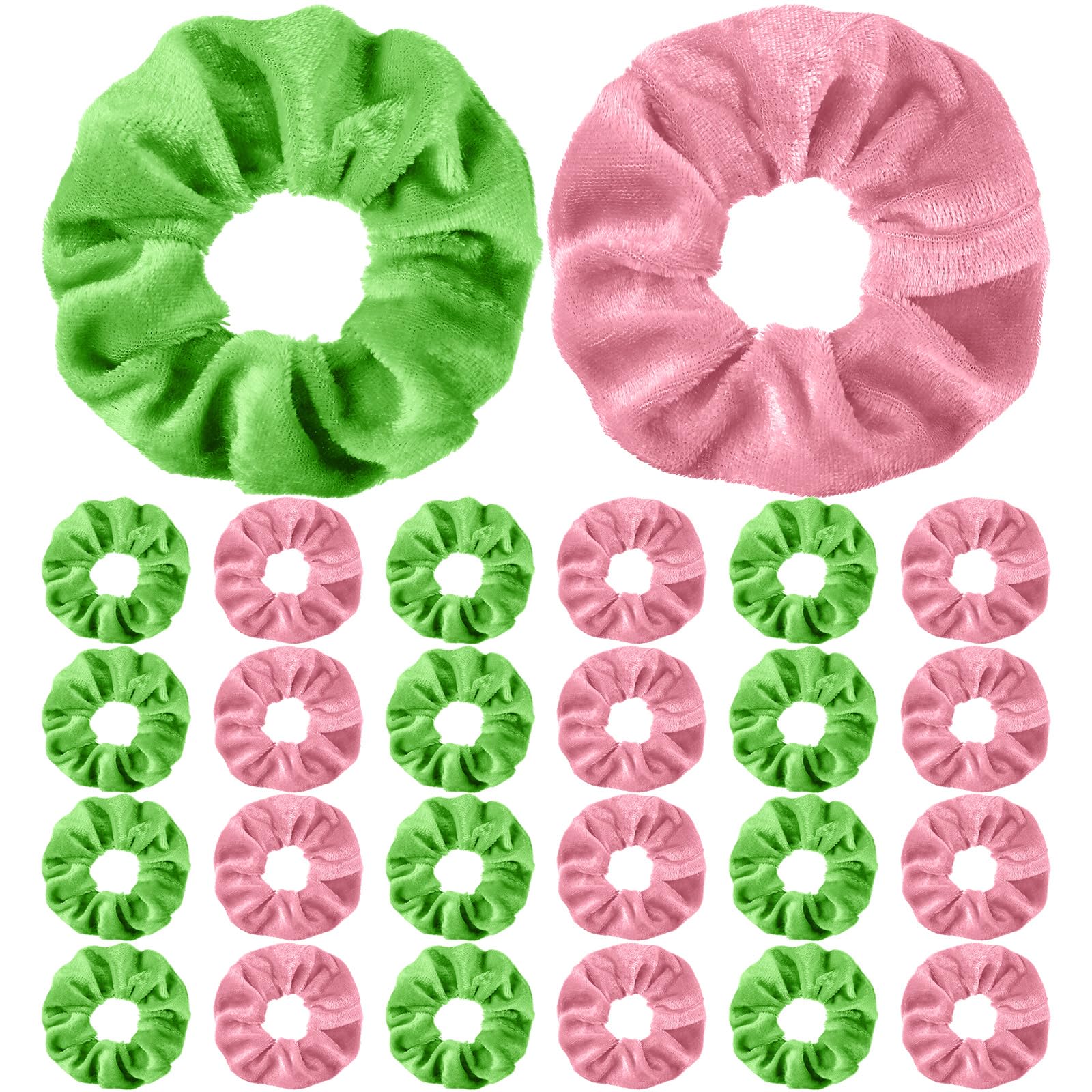 Knitgrip 24 Pcs Pink and Green Hair Scrunchies Witch and Princess Wizard Party Favors Witch Hair Accessories Pink Green Party Favors for Wizard Movie