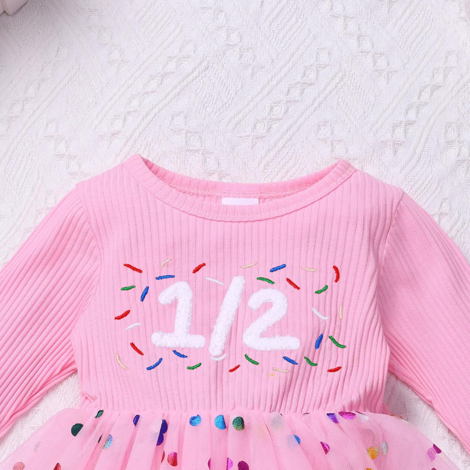 AWIBMK Half Birthday Outfits Baby Girls Snowflake Pumpkin 1/2 Long Sleeve Romper Dress Headband Photo Shoot Outfits