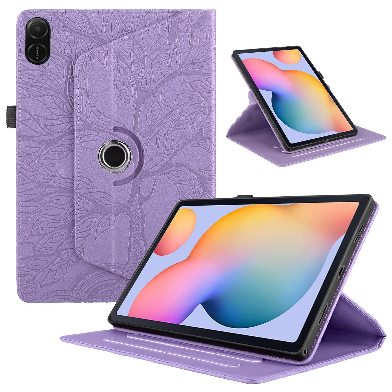 Funda para Samsung Galaxy Tab S9/ S8/ S7 11" (SM-X710/X700/T870) PU Cuero Tablets Protectora Cover 360°Carcasa Giratoria de ángulo Múltiple Stand Función Tablets Funda,Rojo Árboles — view 16