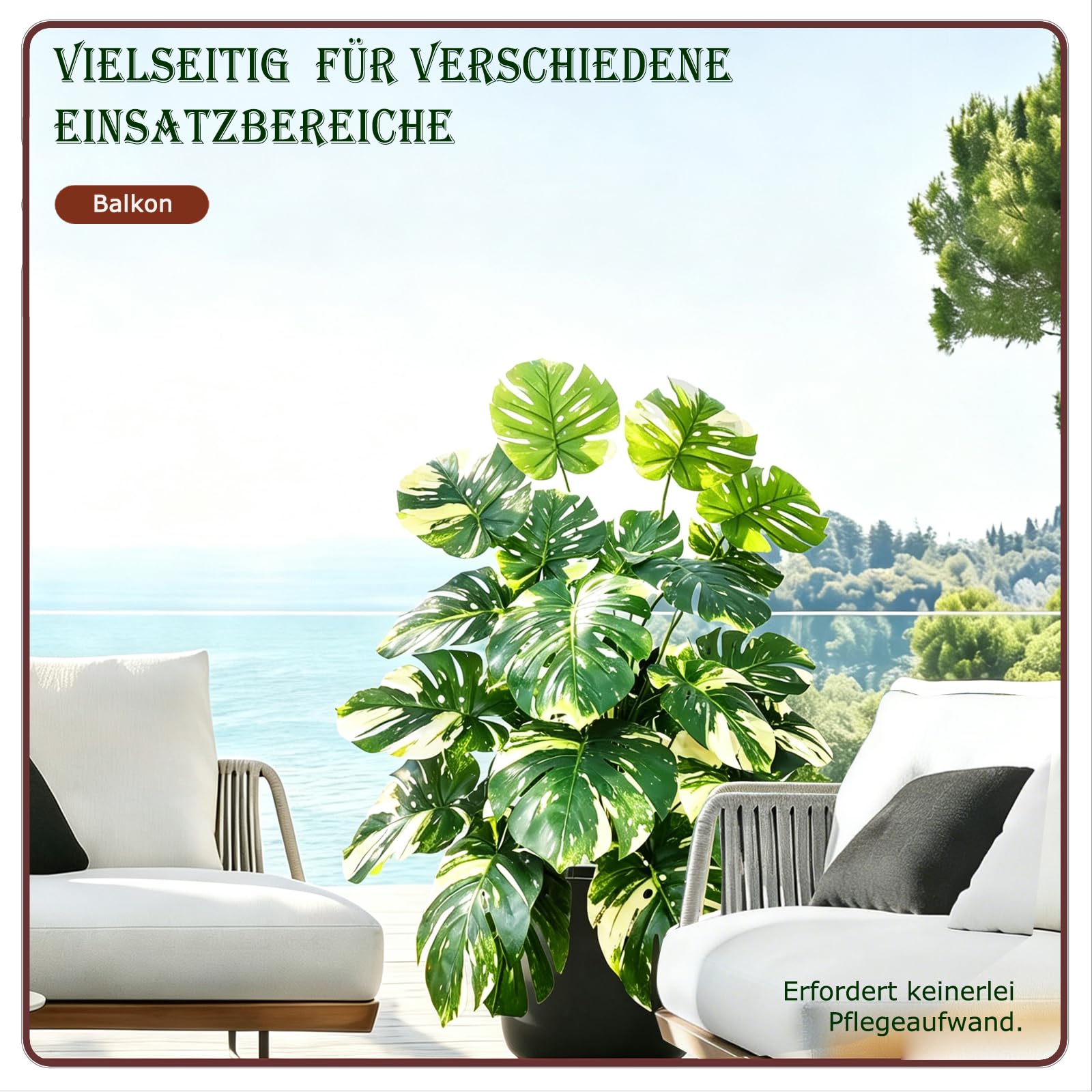 Monstera Artificielle en Pot，101 cm，24 Feuilles，Plante Tropicale