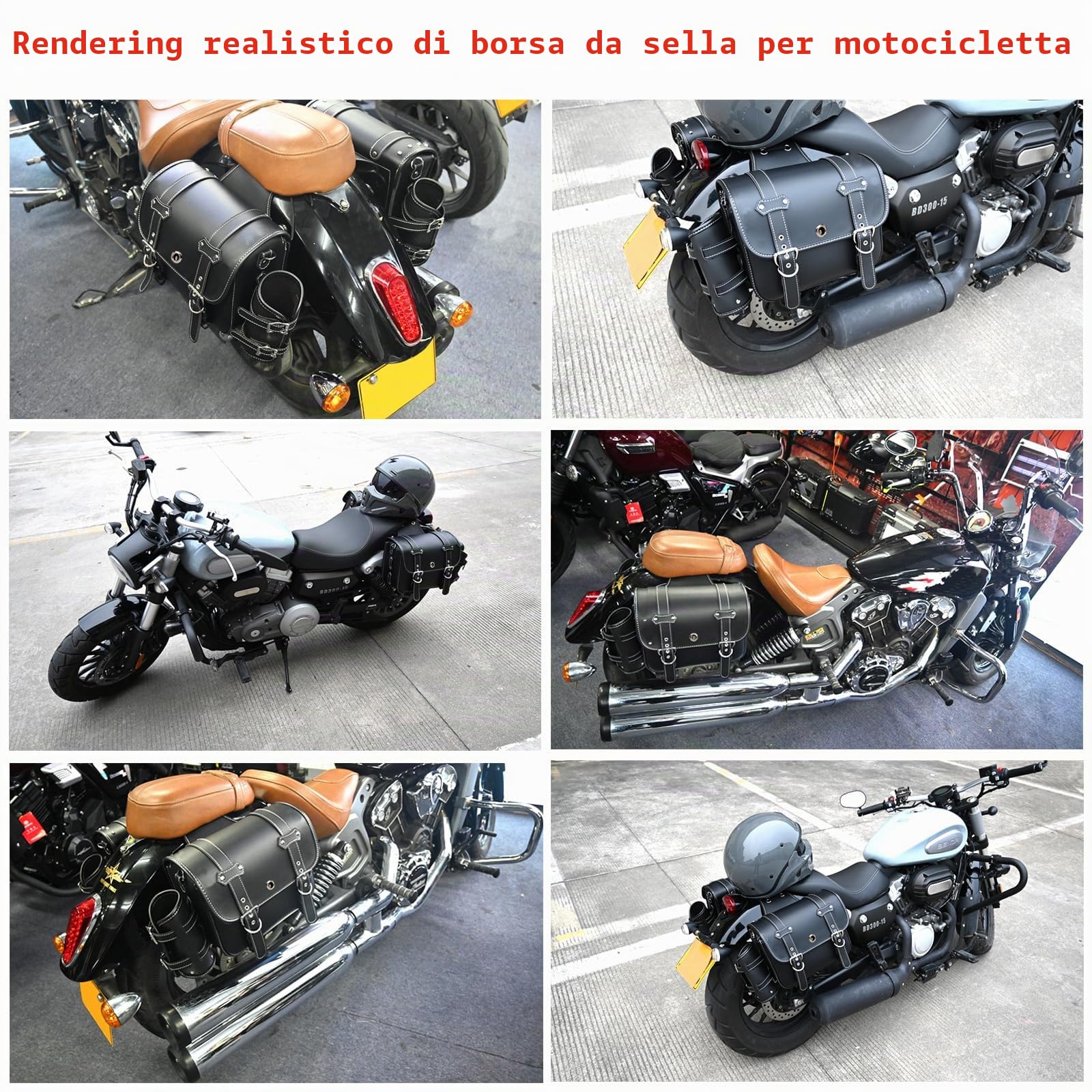 Saddebags da moto in pelle ad alta densità, borse laterali con portabicchieri, impermeabile, borsa porta attrezzi laterale, borsa per attrezzi per moto, universale, 1 paio, nero (Nero1)